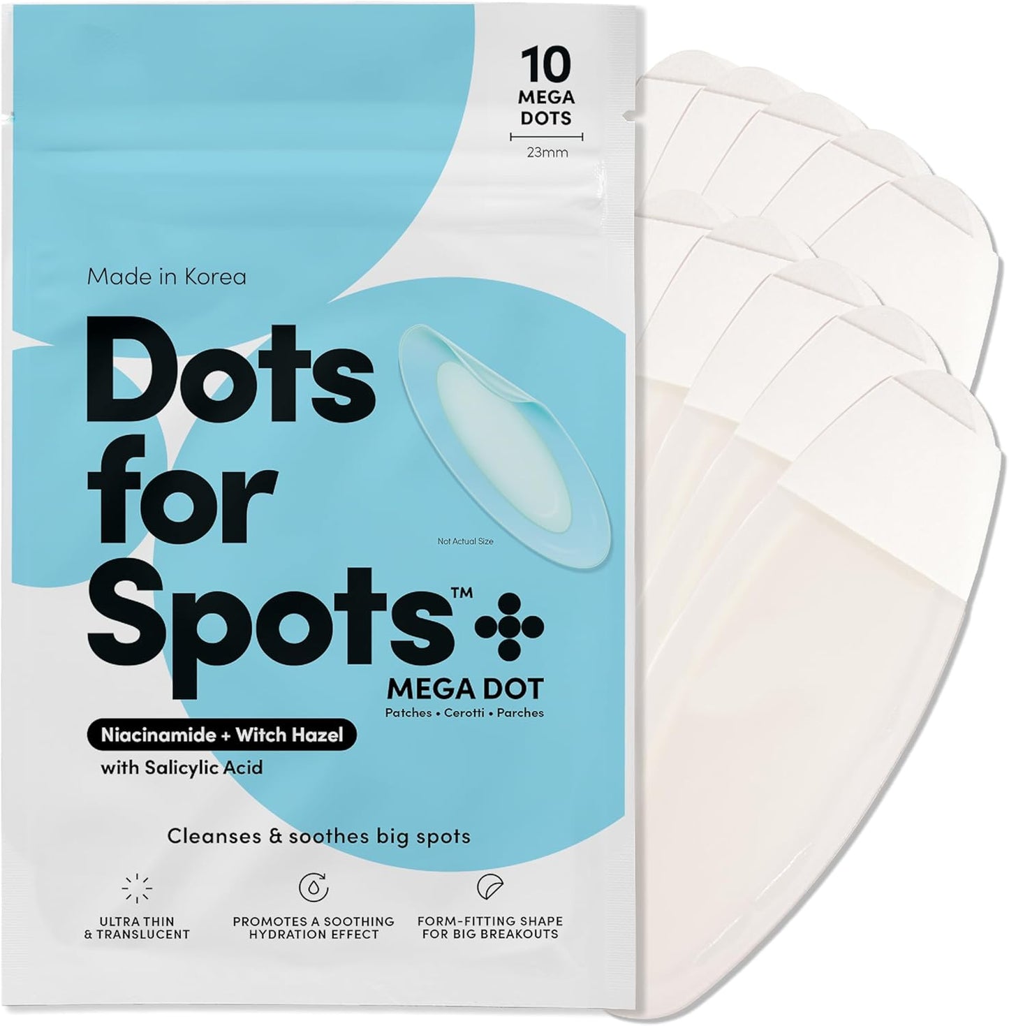 Dots for Spots Pimple Patches, 24 Pack, Translucent Hydrocolloid Spot Treatment Stickers for Face, Vegan and Cruelty-Free, Korean Skin Care"