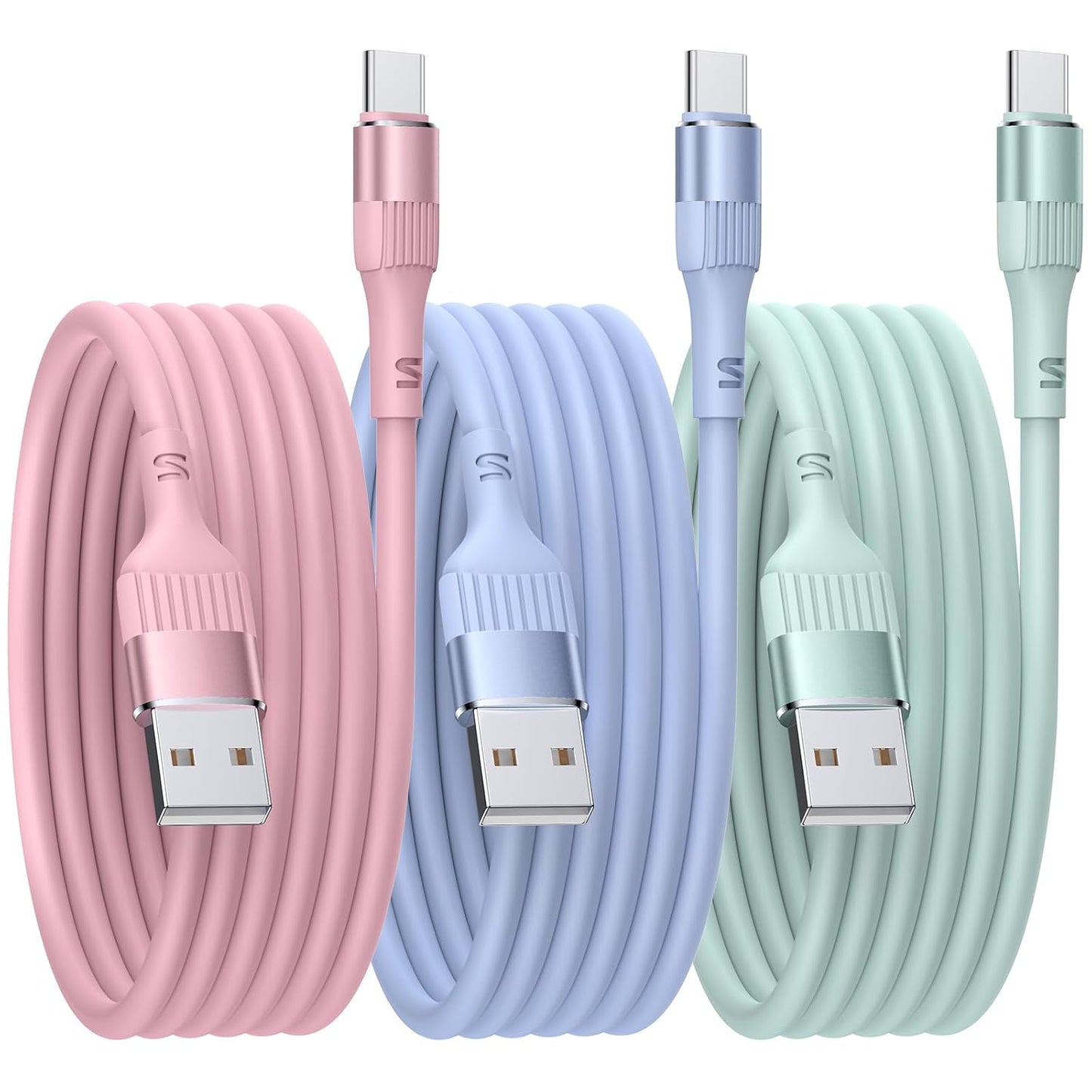 USB to USB C Cable【3PACK 3FT】 Type C Charger Cable Fast Charging, iPhone Charger USB C for iPhone 17/16/15 Pro Samsung Galaxy S24/S23/S22/S21Huawei P9 Pixel 7/6 iPad Switch PS5 etc.
