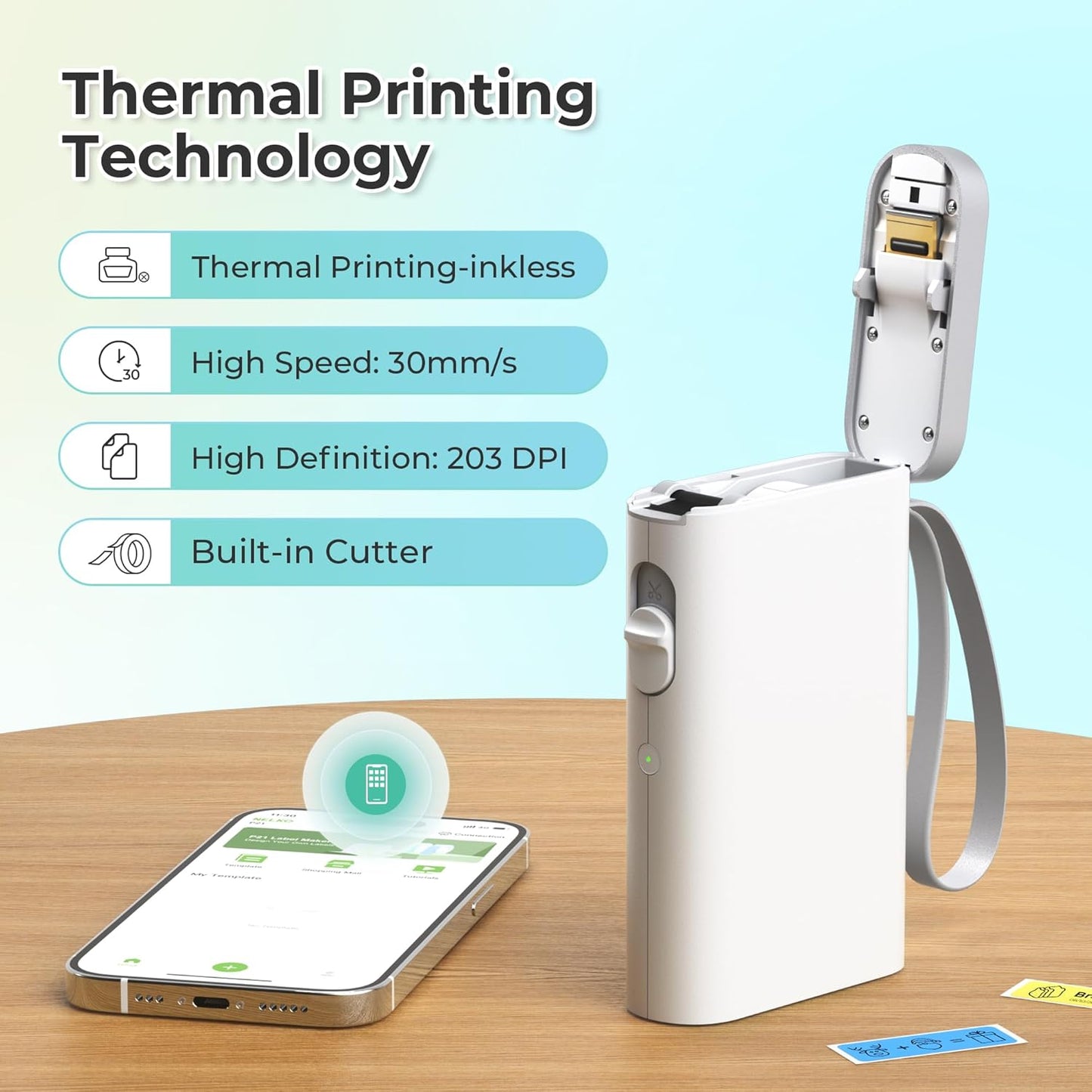 Nelko Label Maker Machine with Tape, P21 Portable Bluetooth Label Printer, Wireless Handheld Sticker Maker Mini Label Makers with Multiple Templates for Organizing Storage Barcode Office Home, White