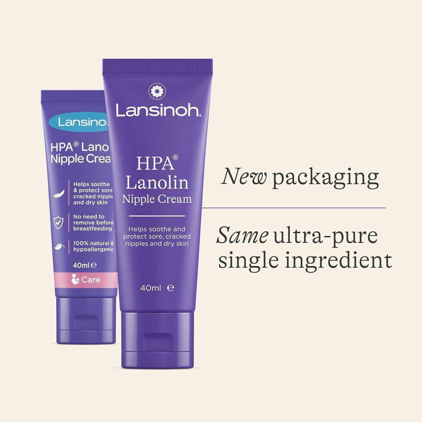 "Lansinoh HPA Lanolin Nipple Cream, 40ml – 100% Natural, Hypoallergenic, Tasteless and Odourless, Safe for Breastfeeding"