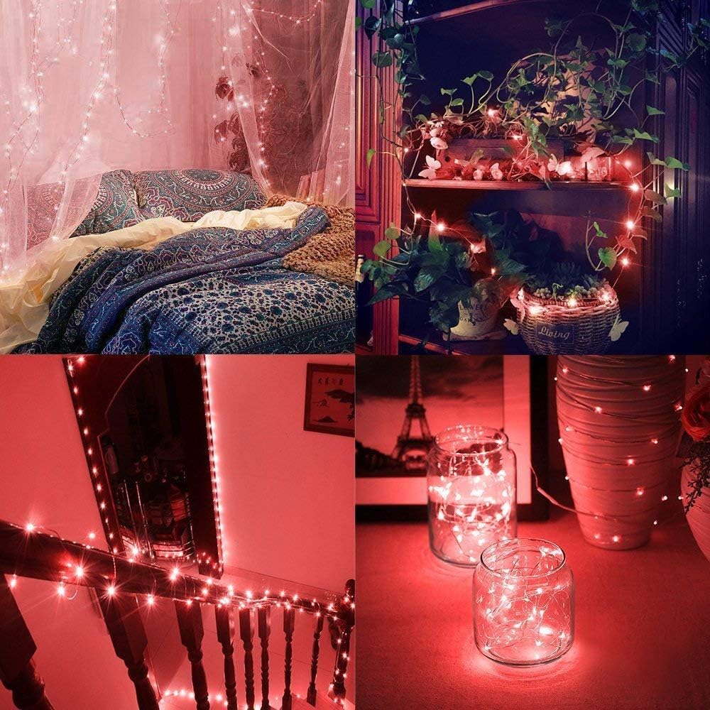 BOLWEO Battery Powered Fairy String Lights, 3M 30LEDs,Red Ambiance Lighting for Christmas,New Year's Eve,Valentines Day Decoration