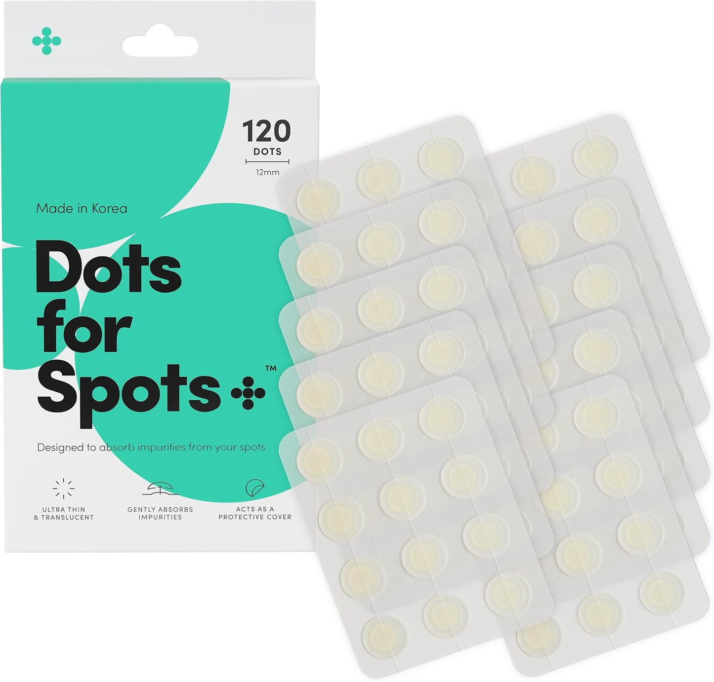 Dots for Spots Pimple Patches, 24 Pack, Translucent Hydrocolloid Spot Treatment Stickers for Face, Vegan and Cruelty-Free, Korean Skin Care"