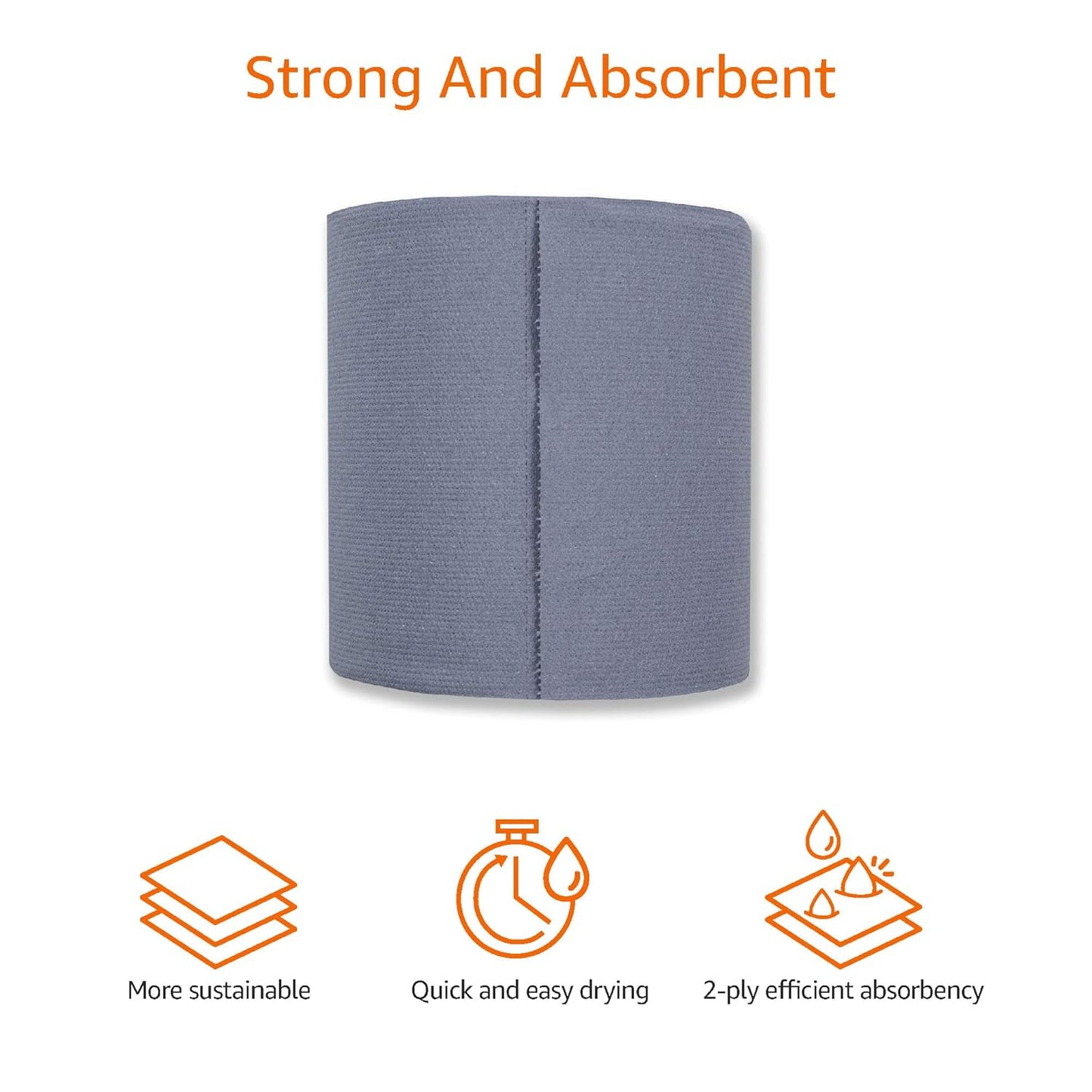 AmazonCommercial Multipurpose Wiping Paper, 2-ply Centrefeed, Blue Roll Recycled, 6 Rolls (1 pack), 450 Sheets per Roll, Sheet Size: 30 x 20 cm