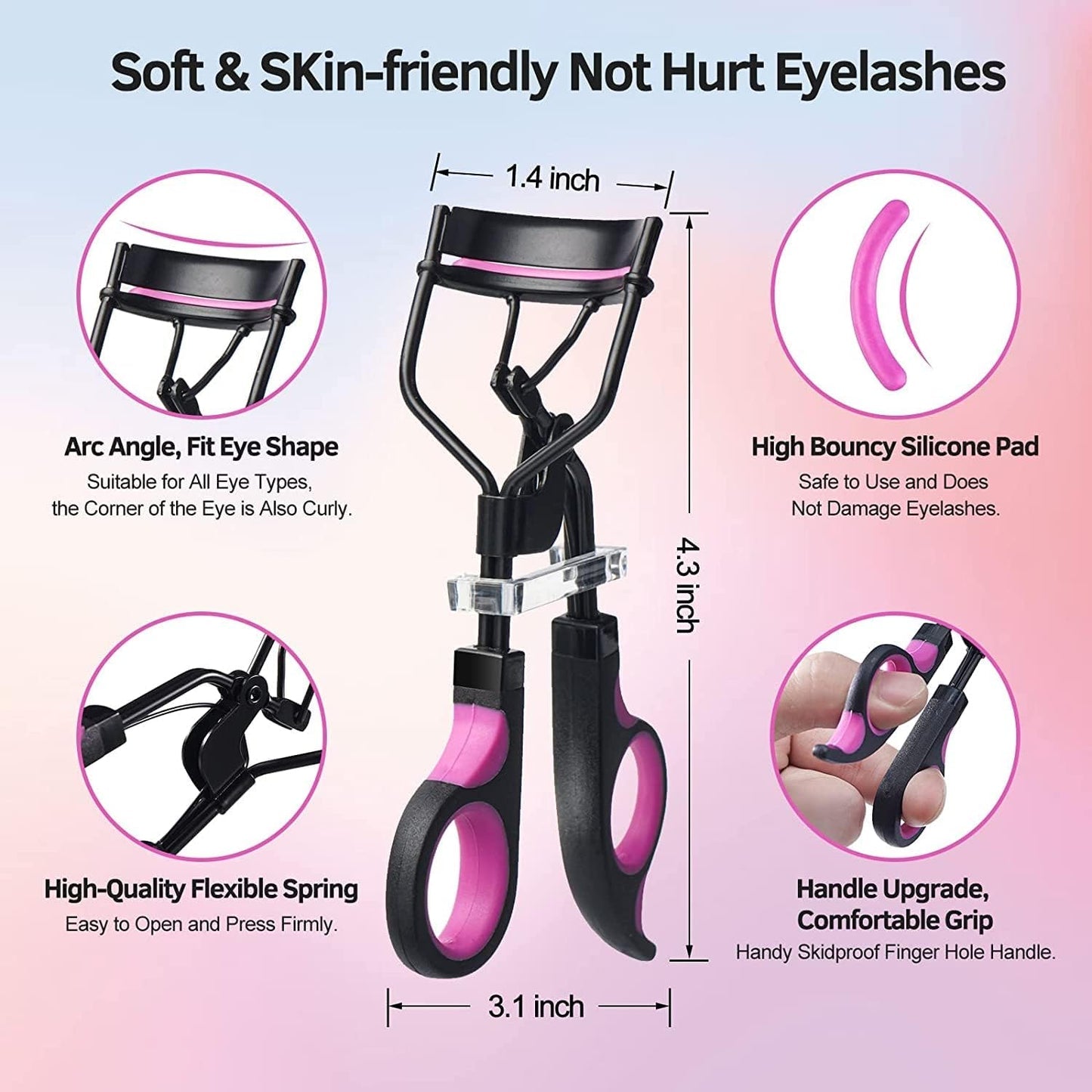 ZDXY Eyelash Curler, 3 in 1 Lash Curler Kit with 5 Extra Replacement Refill Pads Eyelash Applicator Makeup Tool, Violet Black, 1.0 count
