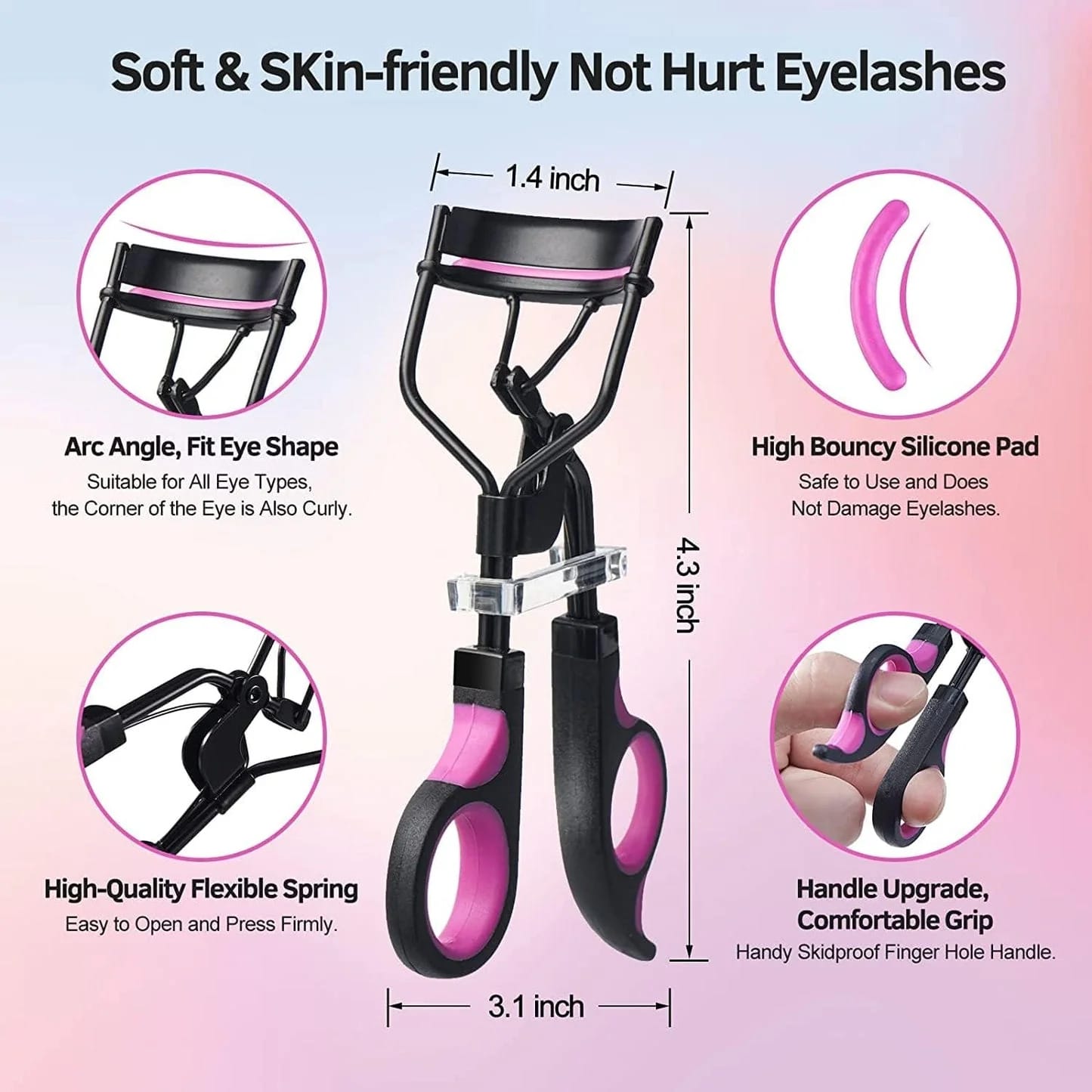 ZDXY Eyelash Curler, 3 in 1 Lash Curler Kit with 5 Extra Replacement Refill Pads Eyelash Applicator Makeup Tool, Violet Black, 1.0 count
