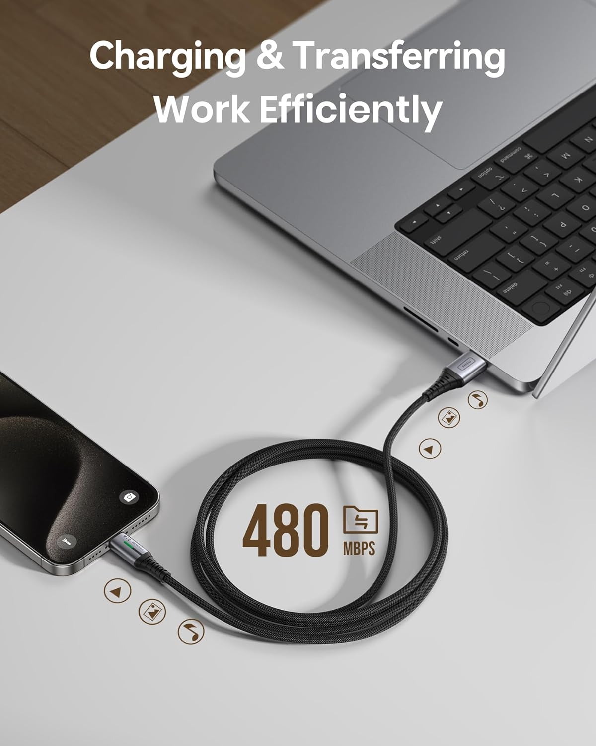 INIU USB C Charger Cable, 2m Type C Cable Fast Charging, Braided USB A to USB-C Phone Charger Cable USBC for iPhone 17 16 15 Pro Max, Samsung Galaxy S25 S24 Ultra, Pixel 9, iPad Air, Switch Steam etc.