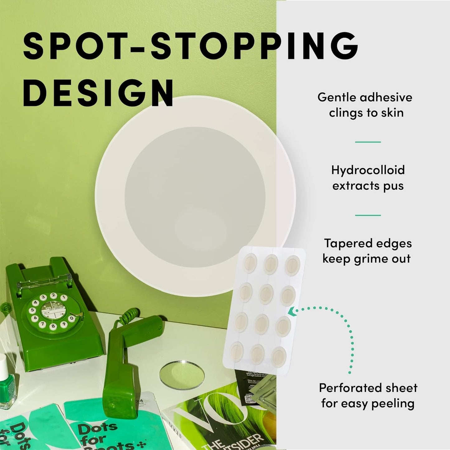 Dots for Spots Pimple Patches, 24 Pack, Translucent Hydrocolloid Spot Treatment Stickers for Face, Vegan and Cruelty-Free, Korean Skin Care"