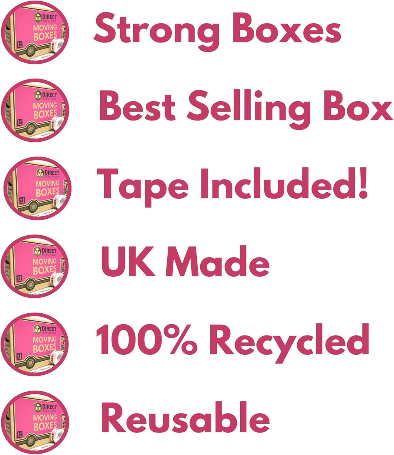 20 Strong Large Cardboard Storage Packing Moving House Boxes with Fragile Tape 52cm x 30cm x 30cm 47 Litres Carry Handles and Room List