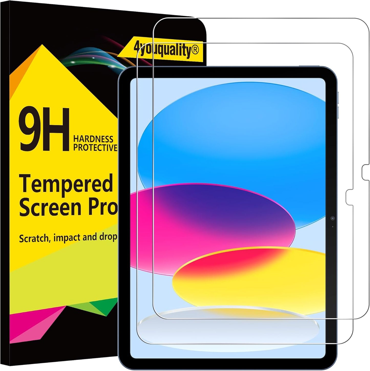 4youquality [2-Pack Screen Protector for iPad (A16) 11th / 10th Generation (2025/2022) (iPad 11 & 10), Tempered Glass Film, Anti-Scratch, Impact-Resistant