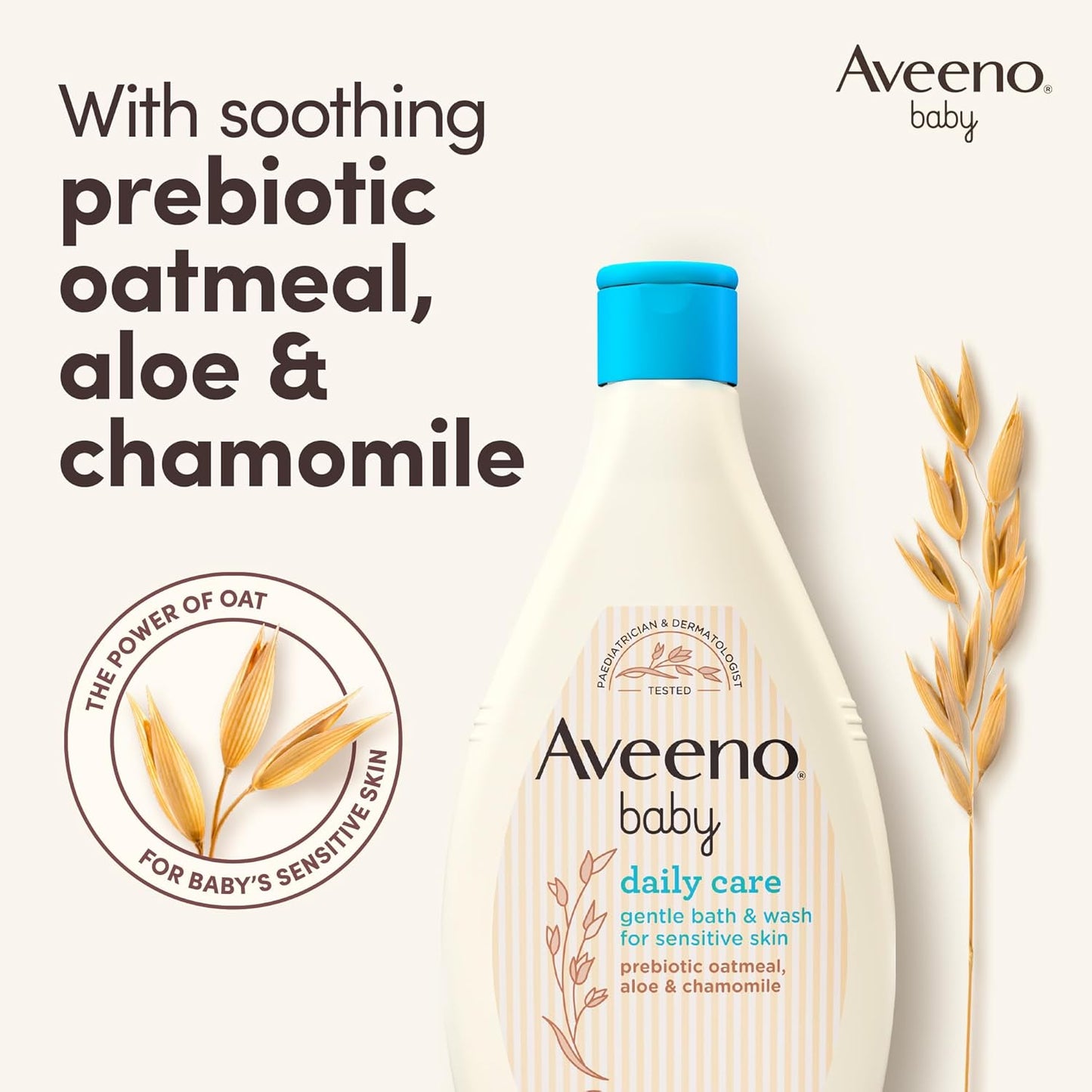 "Aveeno Baby Daily Care Gentle Bath & Wash, 400ml – Tear-Free Baby Wash with Colloidal Oatmeal for Sensitive Skin"