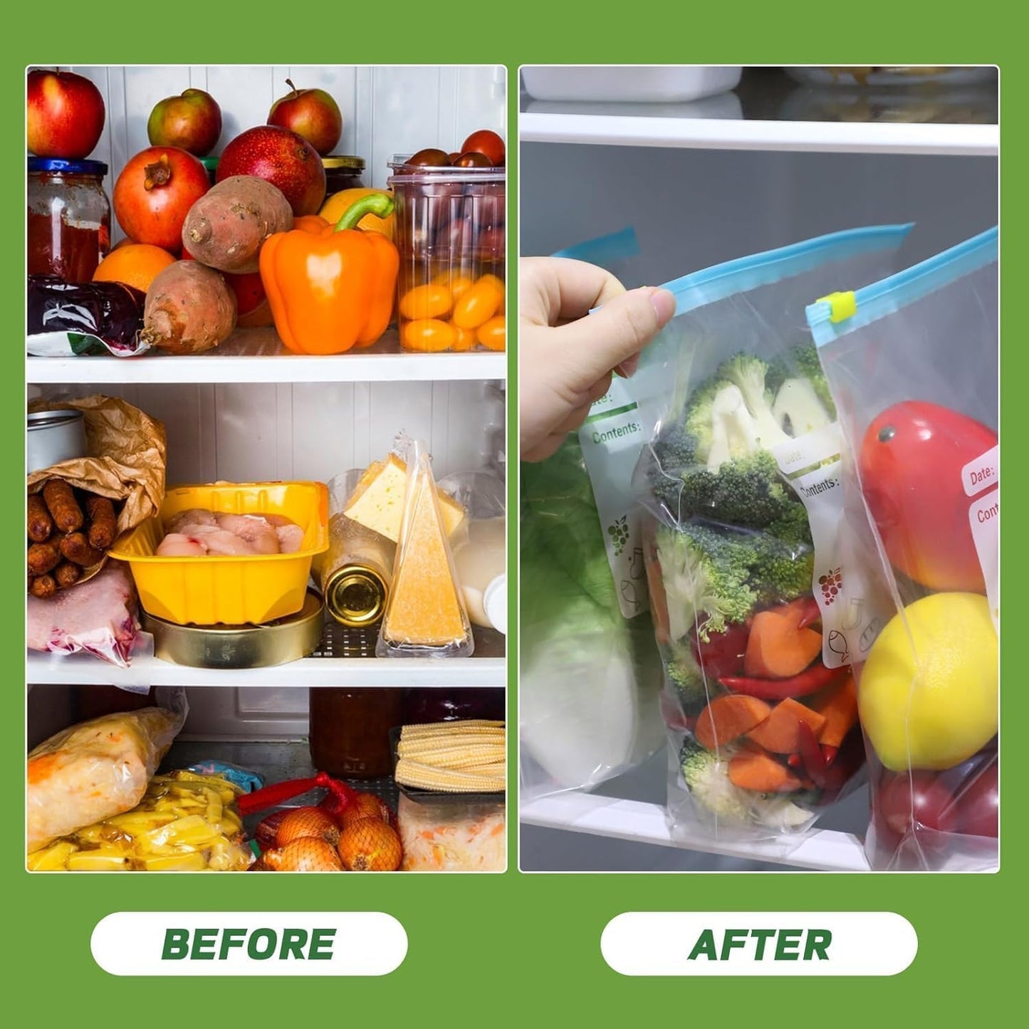 70 Pcs Food Storage Freezer Bags, 3 Sizes Zip Lock Bags (4.55L, 2.27L, 1L), Reusable Ziplock Bags Sandwich Bags with Expandable Bottom, Heavy Duty Food Bags for Fruits, Veggies, Meat, Snacks