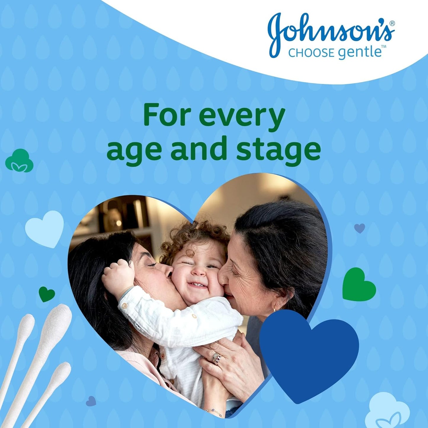 "Johnson's Baby Cotton Buds, 200 Pack – 100% Pure Cotton with Paper Sticks, Plastic-Free, for Cleaning Delicate Areas"