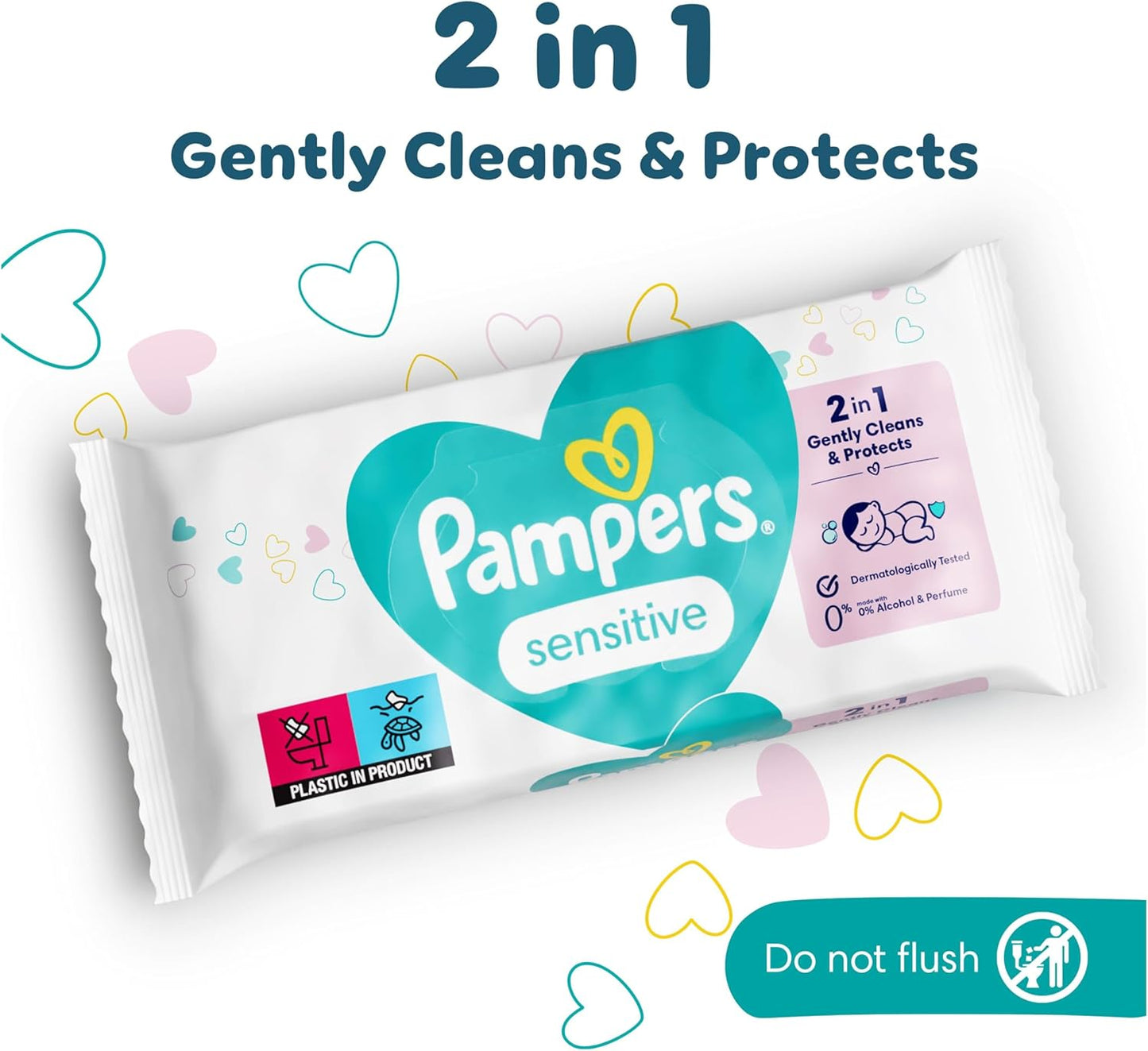 Pampers Sensitive Baby Wipes 15 Packs of 80 = 1200 Baby Wet Wipes, Unscented, For a Soft And Gentle Clean