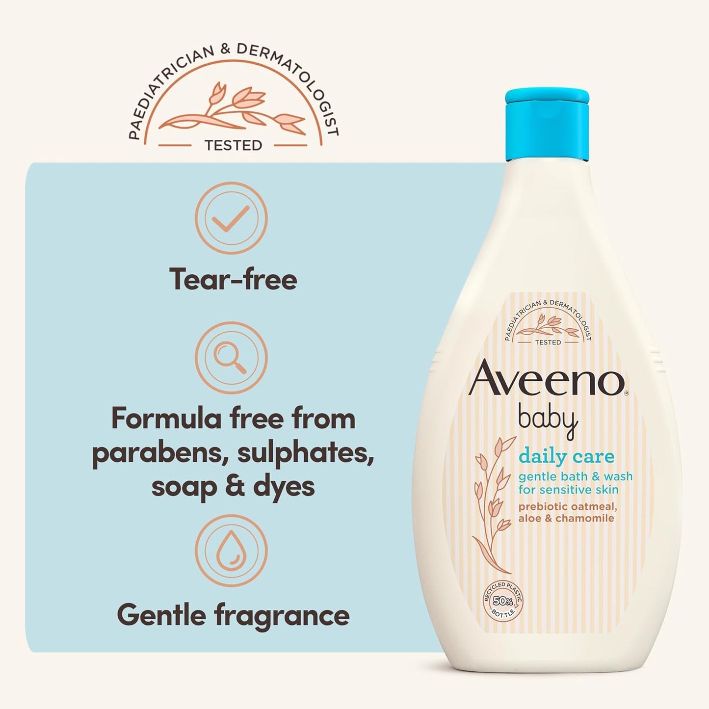 "Aveeno Baby Daily Care Gentle Bath & Wash, 400ml – Tear-Free Baby Wash with Colloidal Oatmeal for Sensitive Skin"