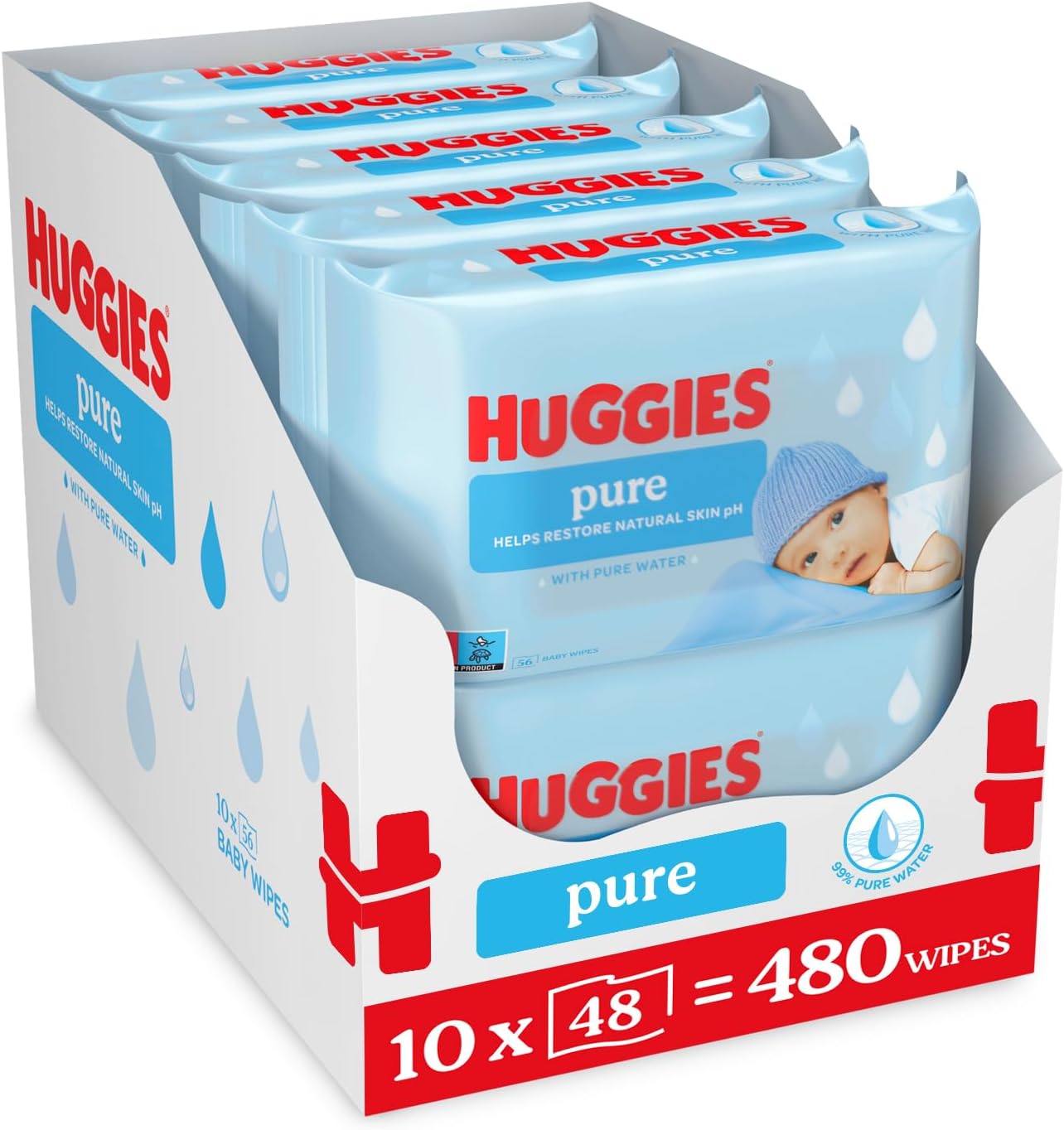 Huggies Pure Baby Wipes, 18-Pack (1008 Wipes), 99% Water, Fragrance-Free, Gentle Cleaning and Protection, Natural Wet Wipes