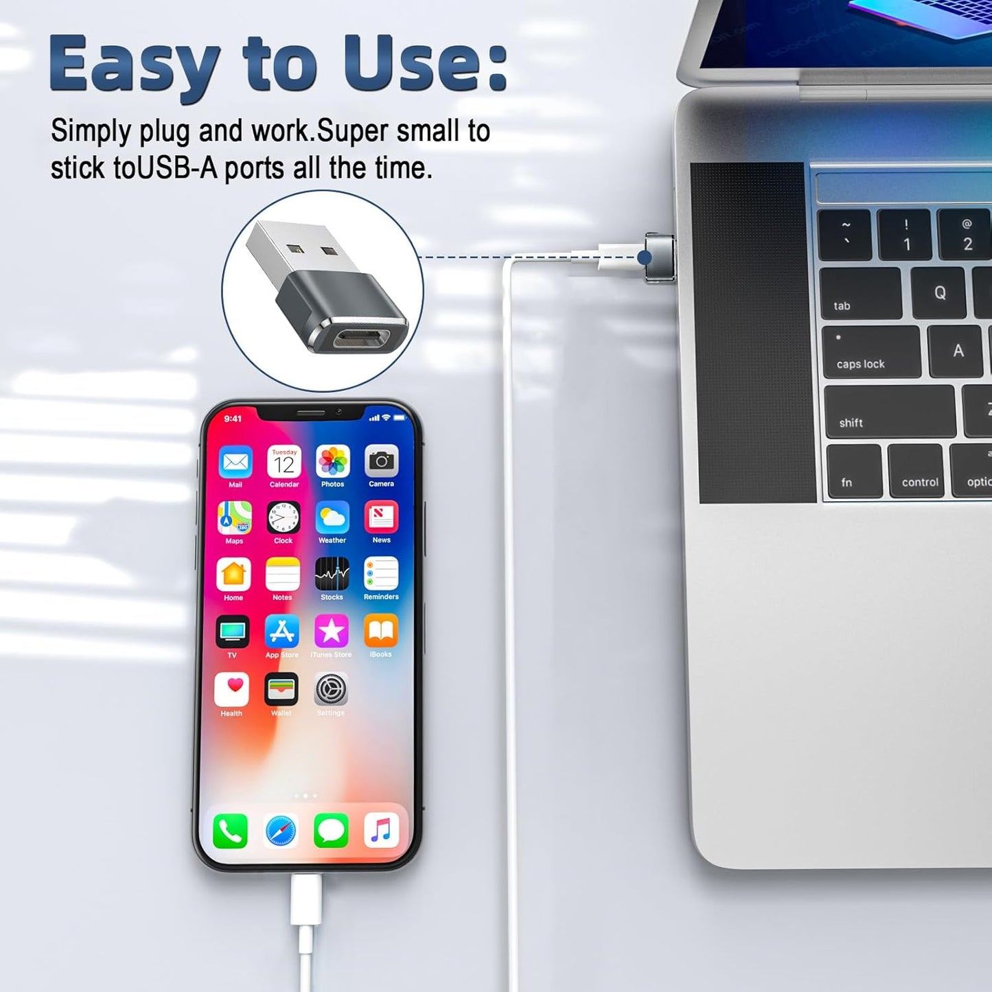 USB C to USB Adaptor, USB to USB C Adapter 3Pack, Type C Female to A Male Charger Cable Converter Compatible with Mbook, Notebook, Tablet, Smartphone, Airpods,Galaxy S23 S24 A34, iPad 10 Air 4 5