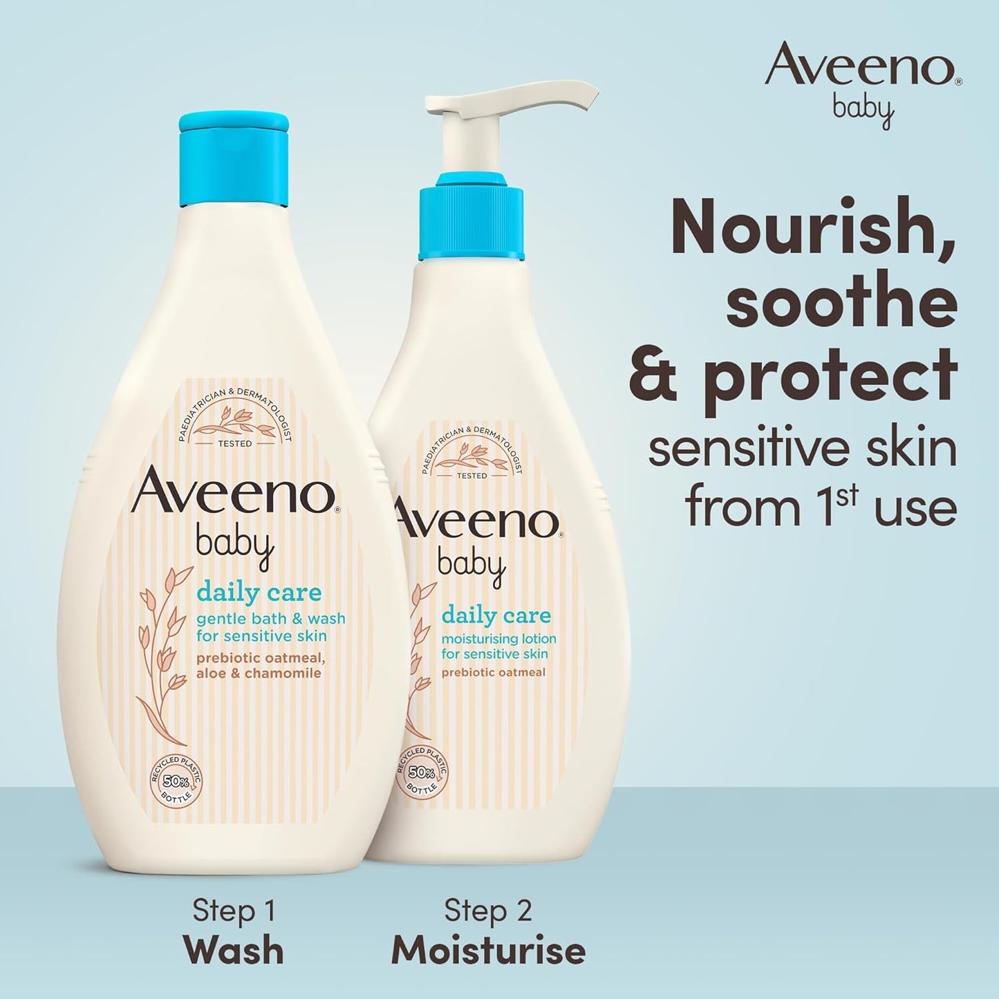 "Aveeno Baby Daily Care Gentle Bath & Wash, 400ml – Tear-Free Baby Wash with Colloidal Oatmeal for Sensitive Skin"