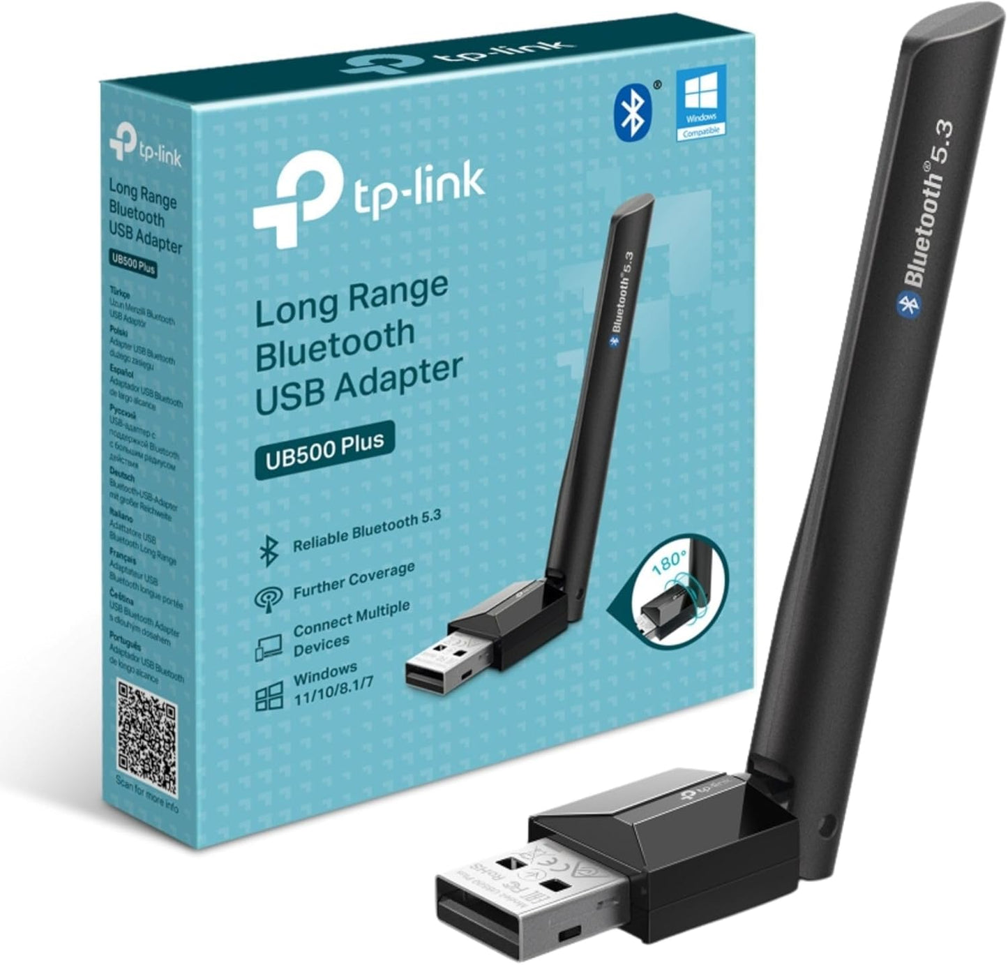 TP-Link UB5A Nano Bluetooth 5.4 USB Adapter for Multiple Devices, Long Range Bluetooth Adapter Compatible with Win 11/10/8.1/7, Dongle/Receiver, Plug & Play
