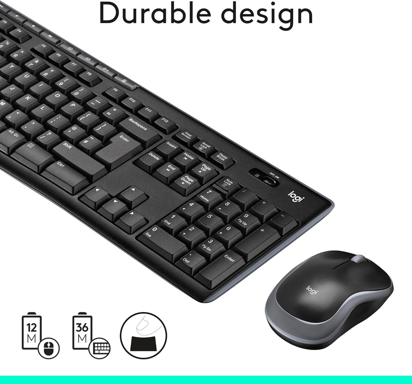 Logitech MK270 Wireless Keyboard and Mouse Combo for Windows, 2.4 GHz Wireless, Compact Mouse, 8 Multimedia and Shortcut Keys, 2-Year Battery Life, for PC, Laptop, QWERTY UK English Layout - Black