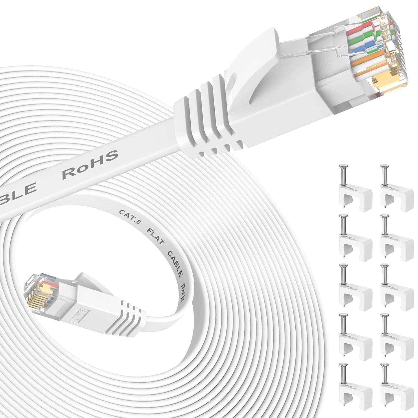 Nixsto Ethernet Cable 5M, Cat6/Cat 6e Ethernet Cable High Speed with Network Patch Cords, LAN Cable with Rj45 Connector for Router Modem Faster Than Cat 5e/Cat 5-White