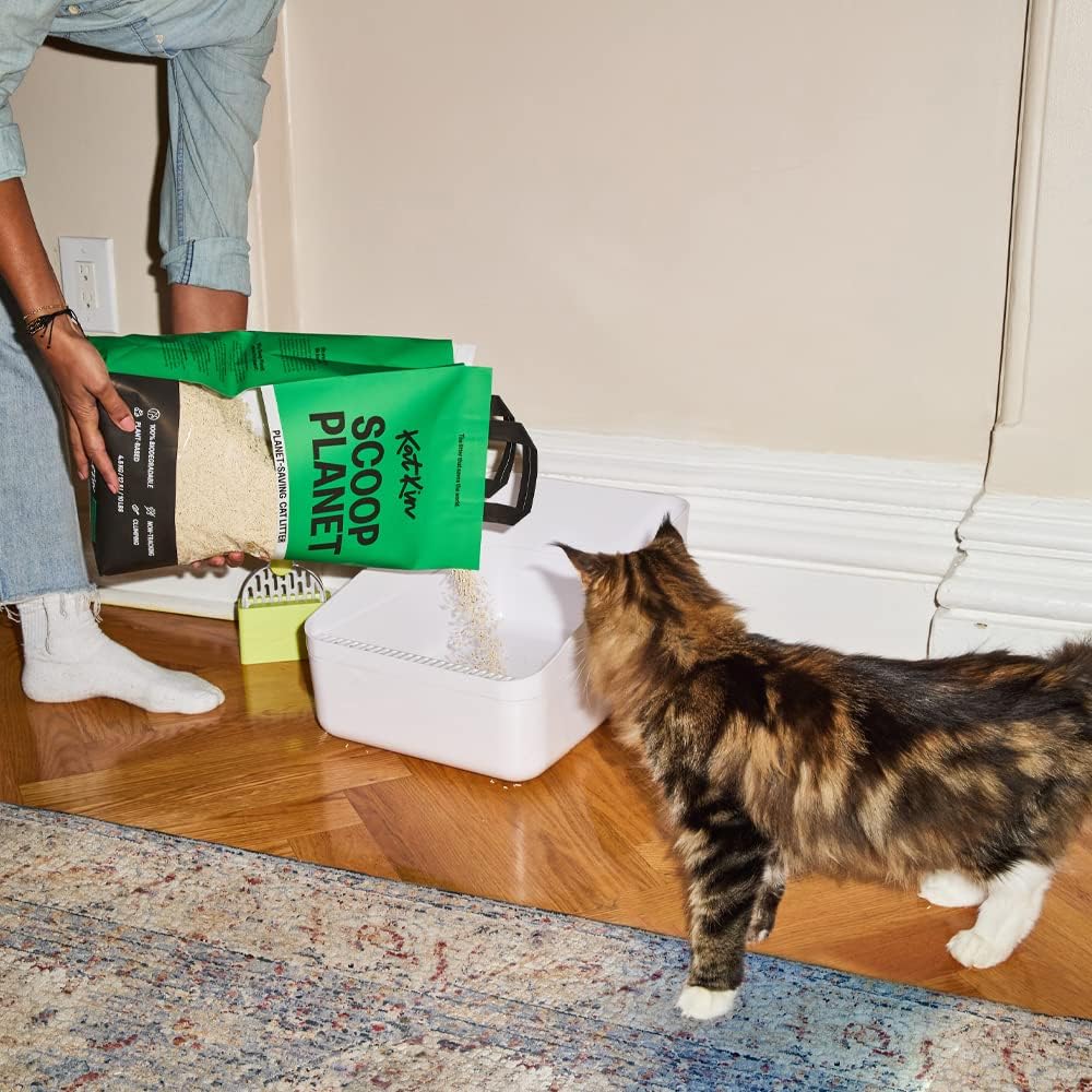 KatKin Scoop Planet Litter (1x4.5kg/12.8L bag): KatKin's upgraded Tofu litter, Plant-Based, 100% Biodegradable, Non-Tracking, Clumping Cat Litter Made With Non-Toxic, Eco-Friendly Pea fibre & Millet