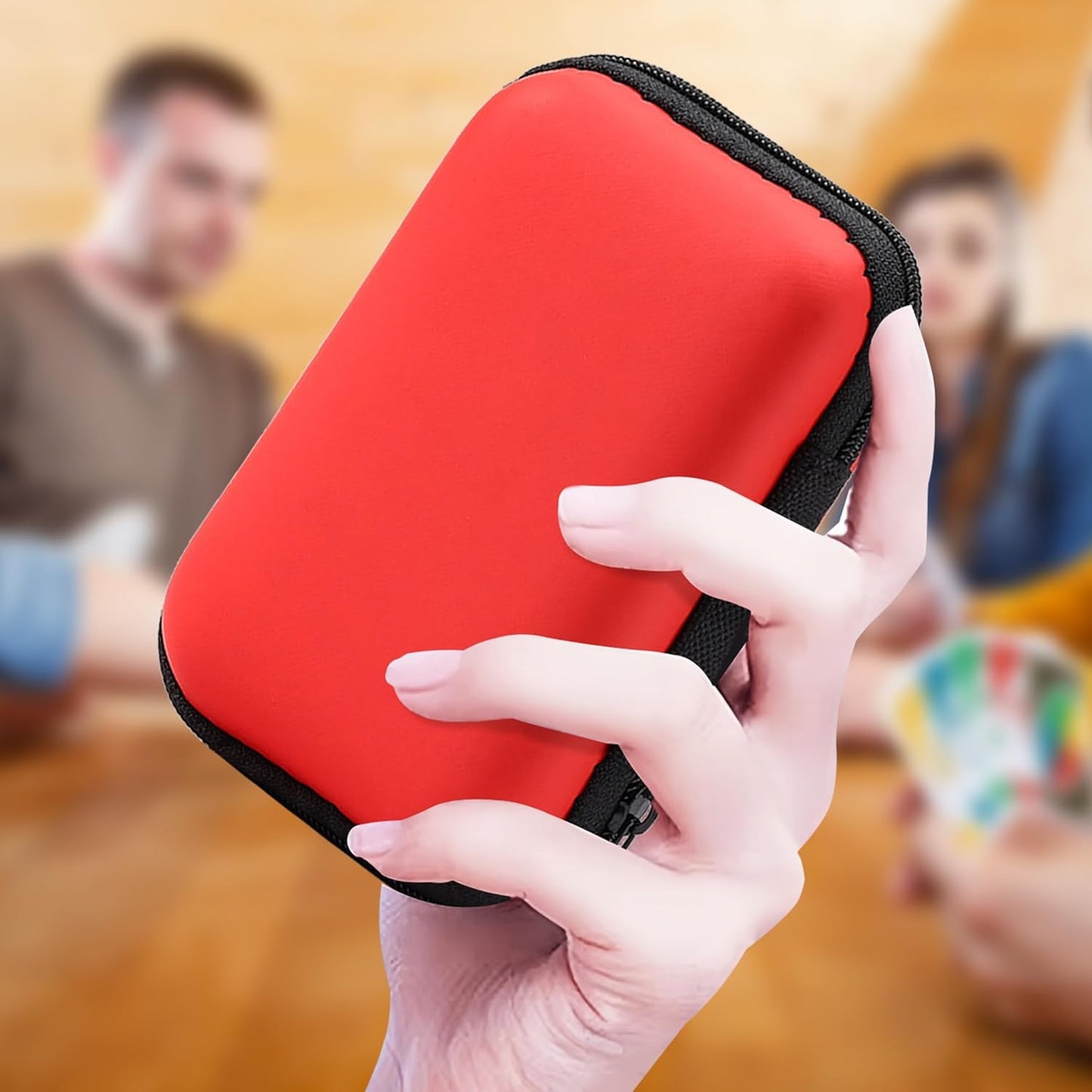 mwellewm Playing Cards Case for UNO, Card Game Case, Practical Playing Card Game Box Holder Storage Box (Red)