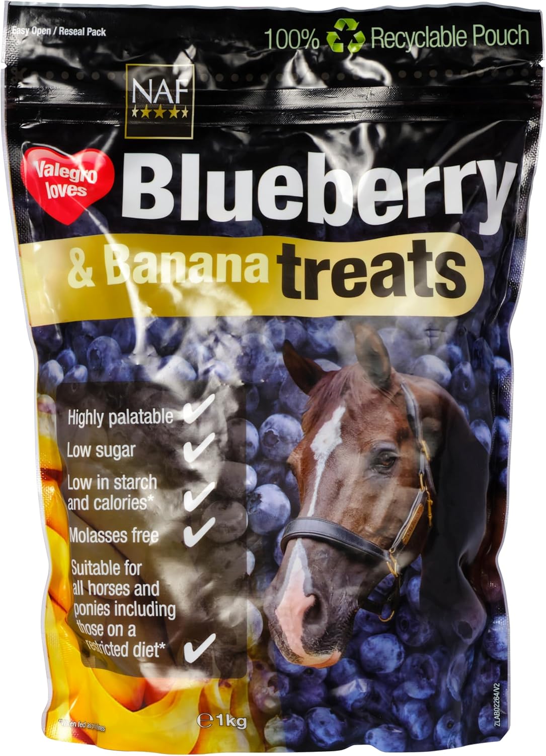 NAF Blueberry & Banana Horse Treats 1kg – Natural Low-Sugar Equine Snacks – Laminitis-Friendly Healthy Horse & Pony Treats – Nutritious Daily Reward for Training, Bonding & General Feedin