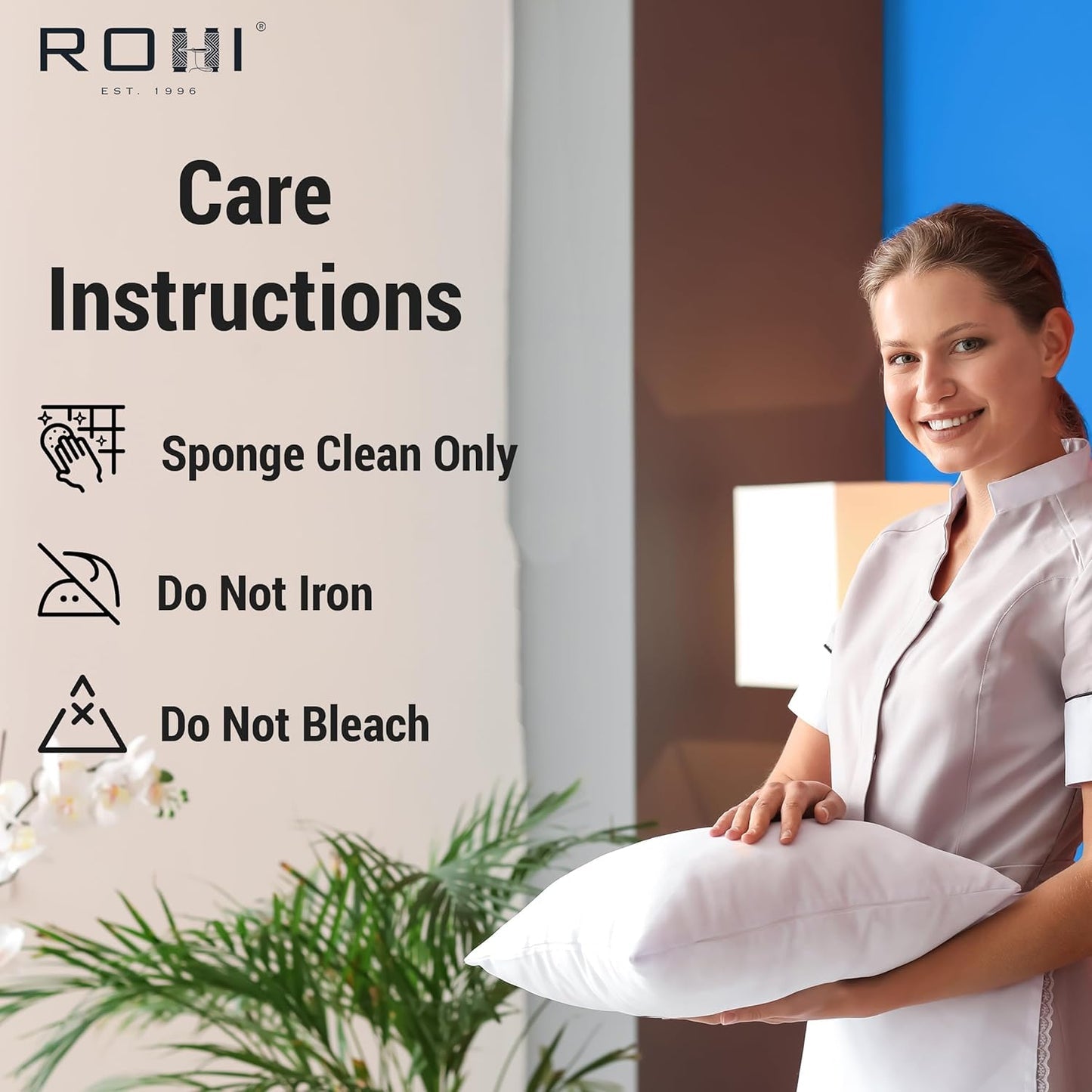 Rohi Set of 4 Hypoallergenic Cushion pads 45cm x 45cm - White polyster square Cushions - Standard stuffer pack of Cushion inserts 45cm x 45cm (Pack of 4 | 18"x18")