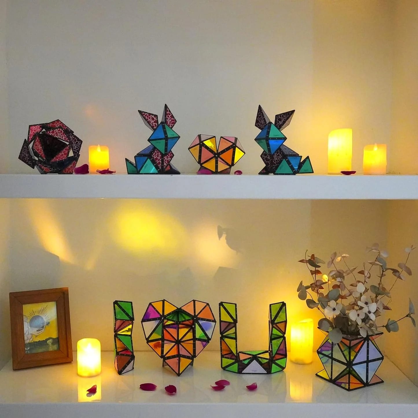 TOSY Magnet Pyramid Stone - 1 Cube Transforms into 1 Billion Shapes, 12 pieces, 243 Magnets, Holographic Design Magnet Tiles Creative Puzzle STEM/STEAM Toy