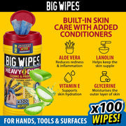 Big Wipes Heavy Duty Pro+ Hand Wipes, 100 Count, Textured Dual-Sided Wipes in Dispenser Tub