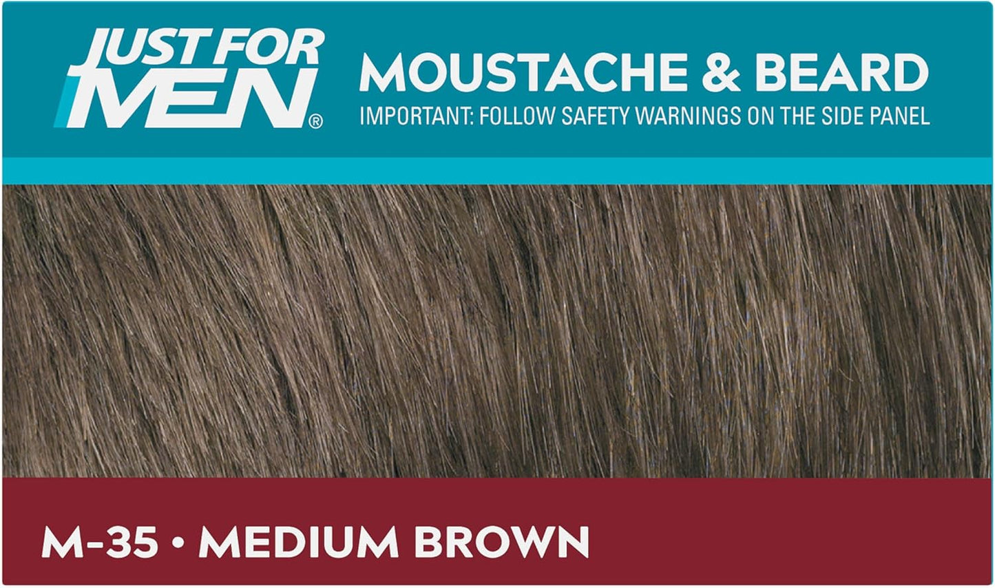 Just for men Moustache & Beard Medium Brown Dye, Eliminates Grey for a Thicker & Fuller Look � M35