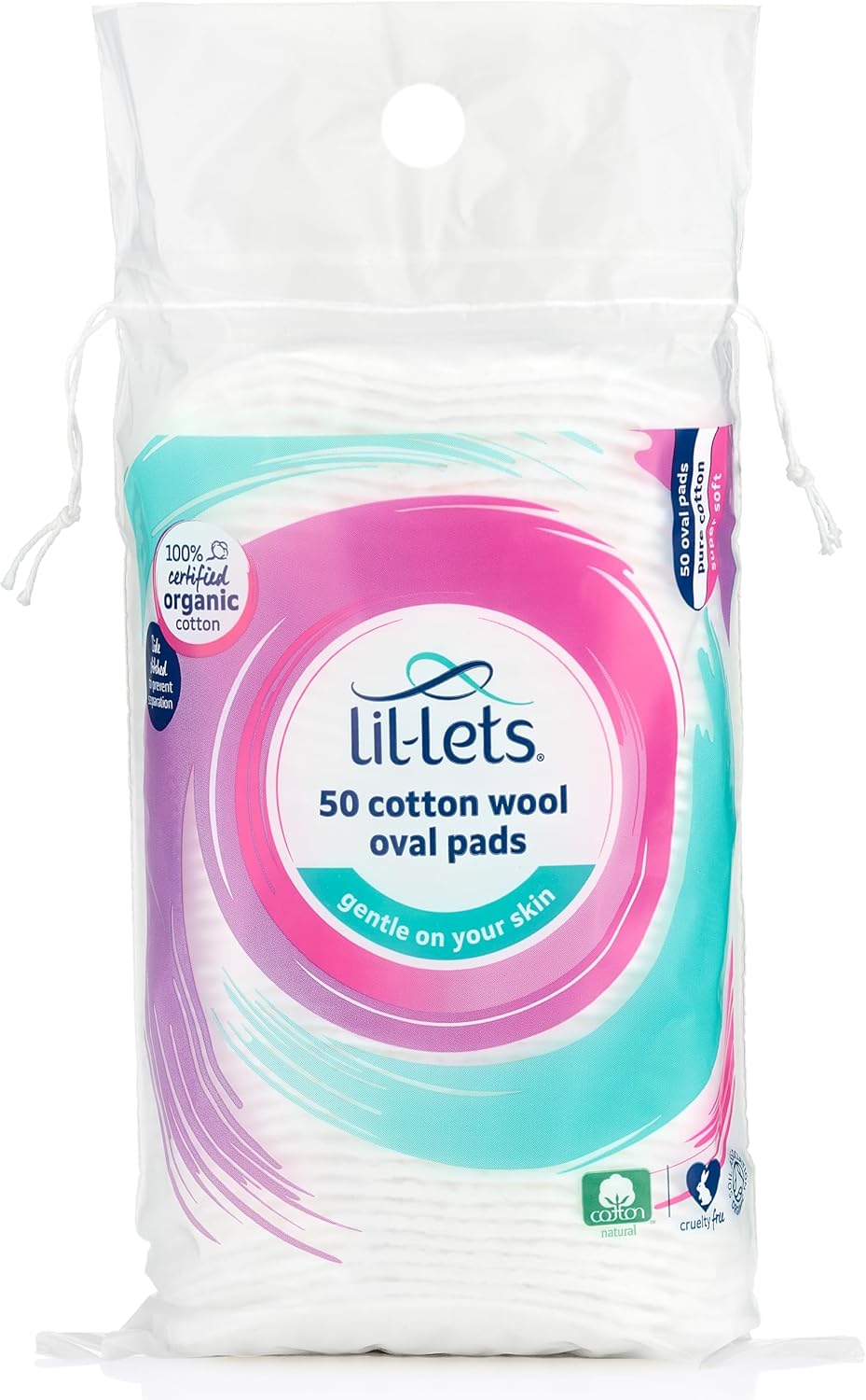 Lil-Lets Cotton Wool Round Pads, 200 Count, Certified Organic, 100% Pure Cotton Wool, Soft and Absorbent, Gentle on Skin, Dermatologically Tested, Bulk Pack