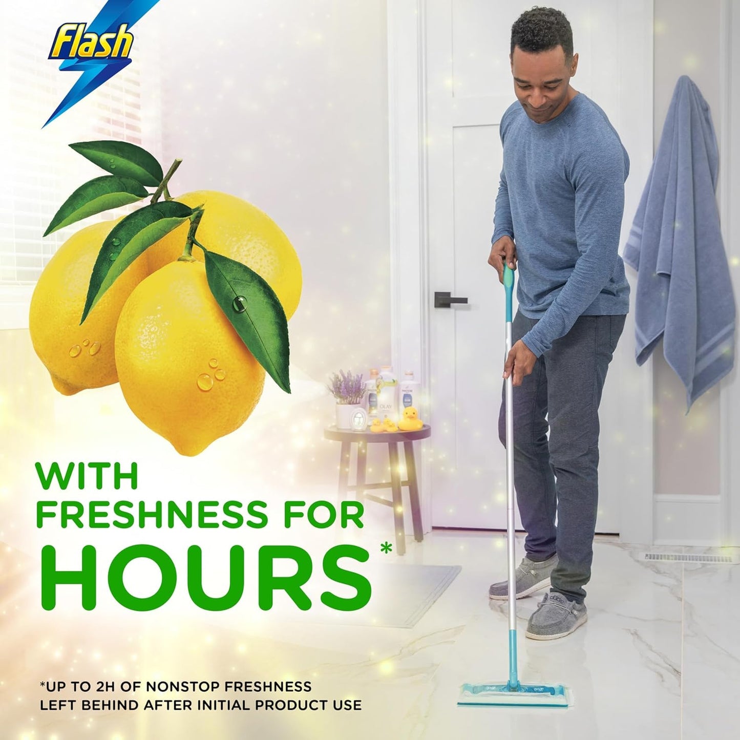 Flash Speedmop Floor Cleaner Starter Kit, Fast Easy & Hygienic (1 Handle + 4 Wet & 4 Dry Refills), Trap & Lock Daily Dirt, Grease & Grime Without Getting Down On Your Knees