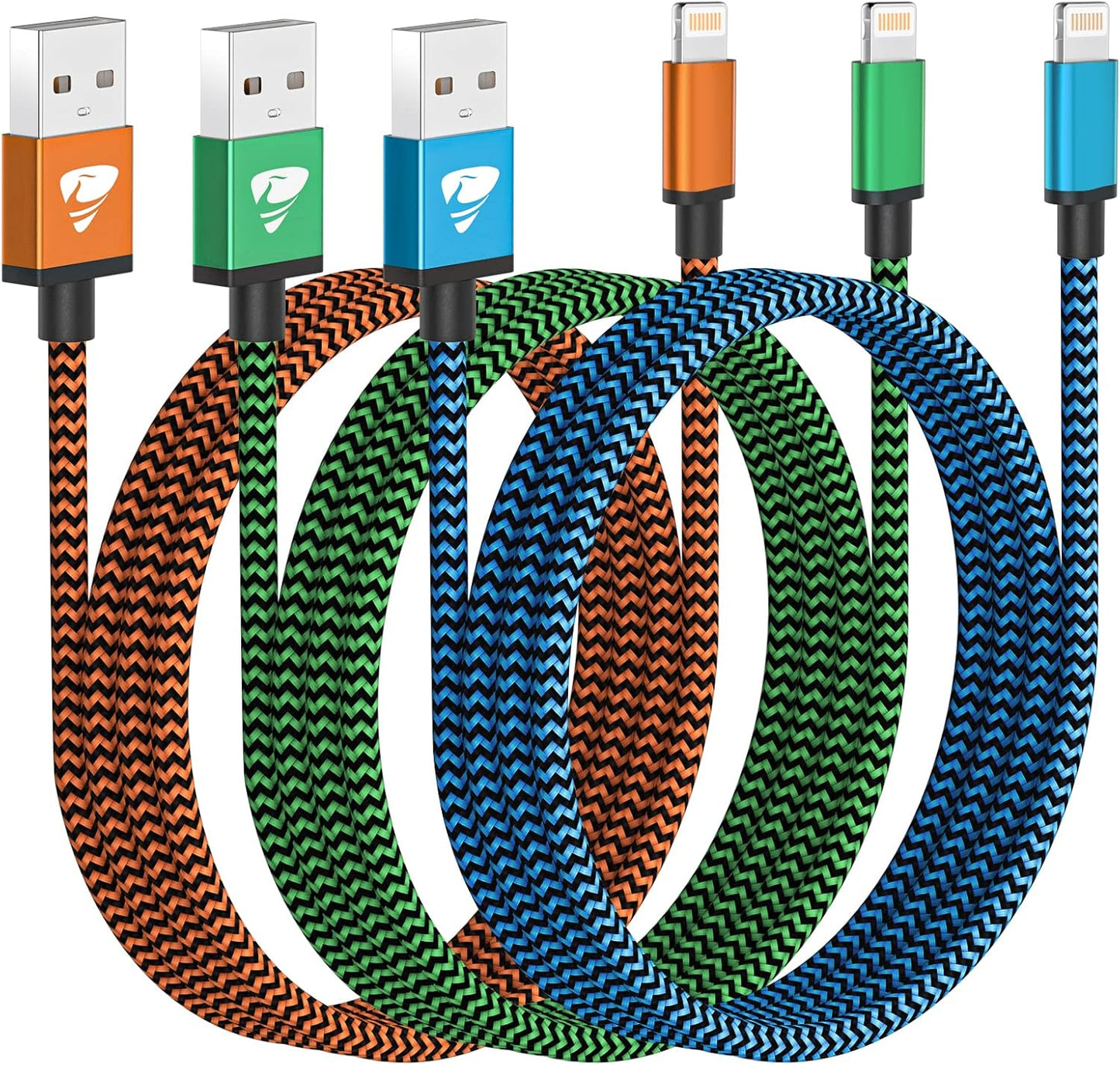 3Pack 2M iPhone Charger Cable, Long iPhone Charging Cable MFi Certified Lightning Cable Fast Charging Cord Braided i Phone Charger Lead USB Cord for Phone 14 13 12 11 Pro Max XS XR 8 7 6 SE, iPad