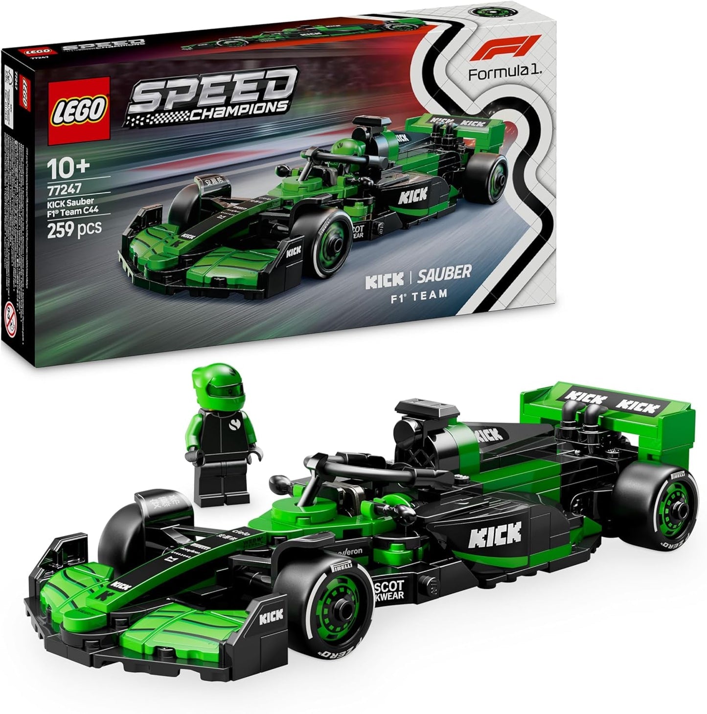 LEGO Speed Champions Sauber F1 Team C44 Race Car Model Set 77247, Includes Collectible Driver Minifigure, for Ages 10+