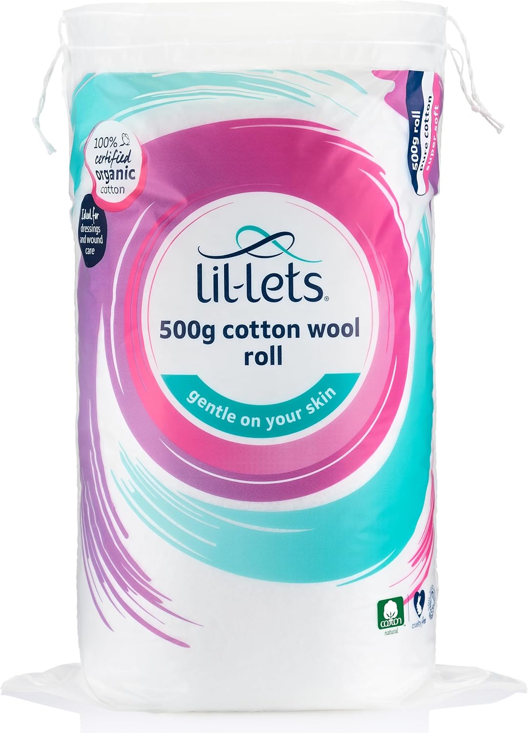 Lil-Lets Cotton Wool Round Pads, 200 Count, Certified Organic, 100% Pure Cotton Wool, Soft and Absorbent, Gentle on Skin, Dermatologically Tested, Bulk Pack