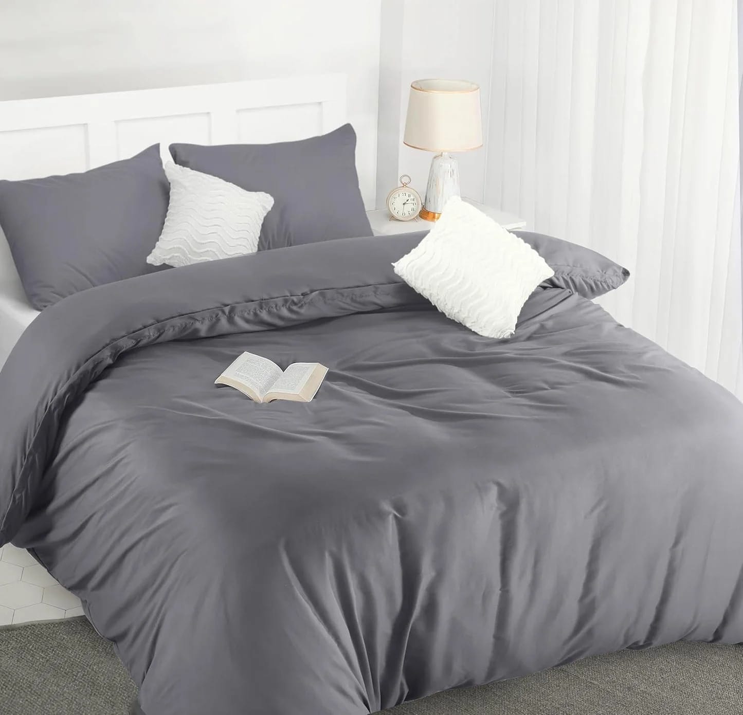 Utopia Bedding Duvet Cover Double - Soft Microfibre Polyester - Bedding Quilt Cover Set, with Pillow cases (Grey)