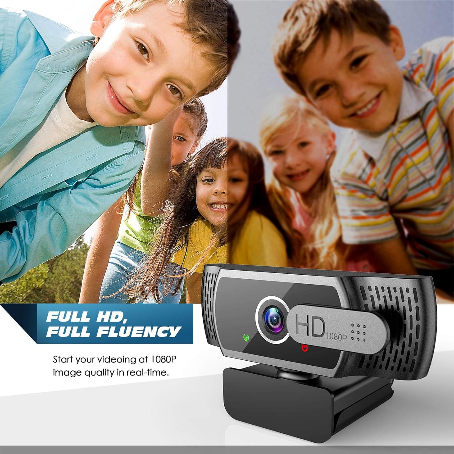 YIMONA 1080P FHD Webcam with Microphone, USB Plug & Play, Privacy Cover, for PC, Laptop, Zoom, Skype, FaceTime – Windows, Mac & Linux