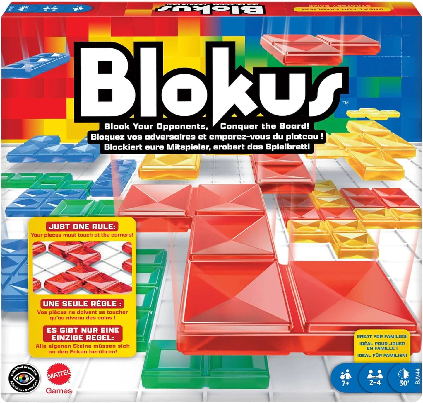 Mattel Games Blokus, Family Board Game for Kids and Adults for Party Game Night, Strategy Game, Engaging Gift for Kids, 2 to 4 Players, Ages 7 and Up, BJV44