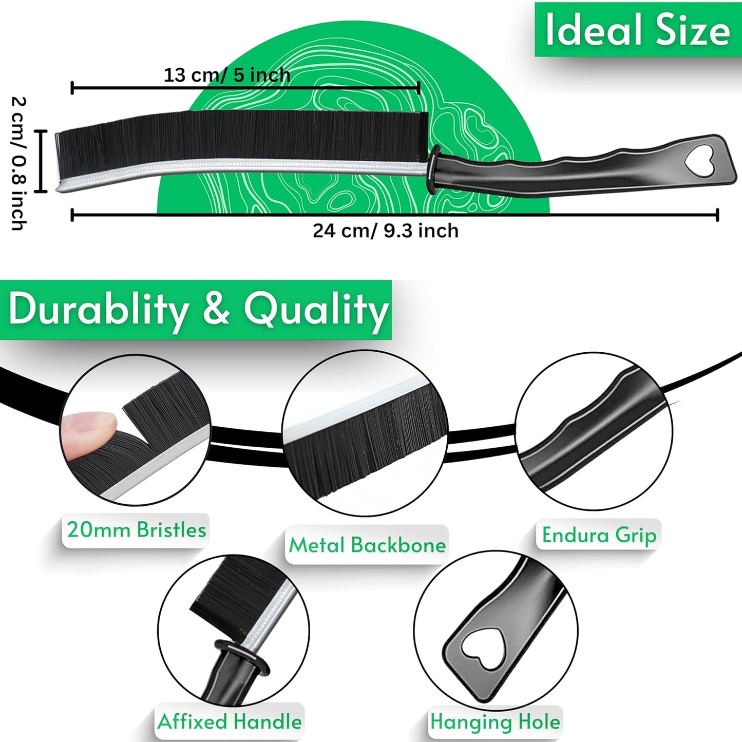 JOHN ELIA 3-Piece Crevice Cleaning Brush Set, Multifunctional Bathroom and Grout Brushes for Small Spaces