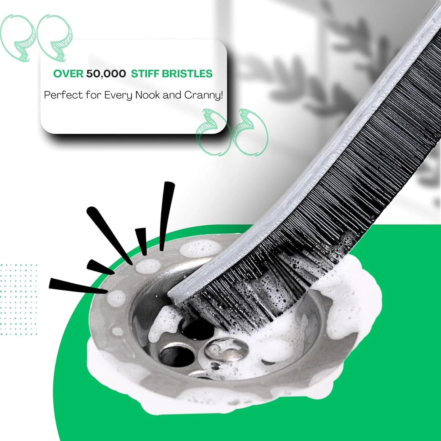 JOHN ELIA 3-Piece Crevice Cleaning Brush Set, Multifunctional Bathroom and Grout Brushes for Small Spaces