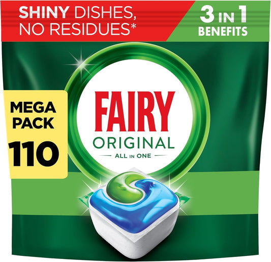 Fairy Platinum Plus All-in-1 Dishwasher Tablets, 125 Pack, Lemon. With anti-dull tech & rinse aid action for a deep clean. Effective in short cycles for sparkling dishes.