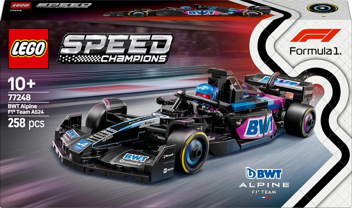 LEGO Speed Champions BWT Alpine F1 Team A524 Race Car Model Set 77248, Includes Collectible Driver Minifigure, for Ages 10+