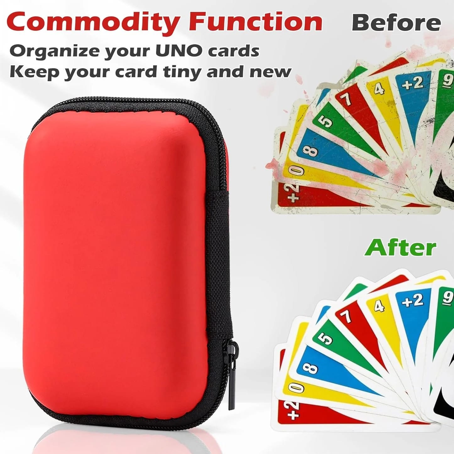 mwellewm Playing Cards Case for UNO, Card Game Case, Practical Playing Card Game Box Holder Storage Box (Red)