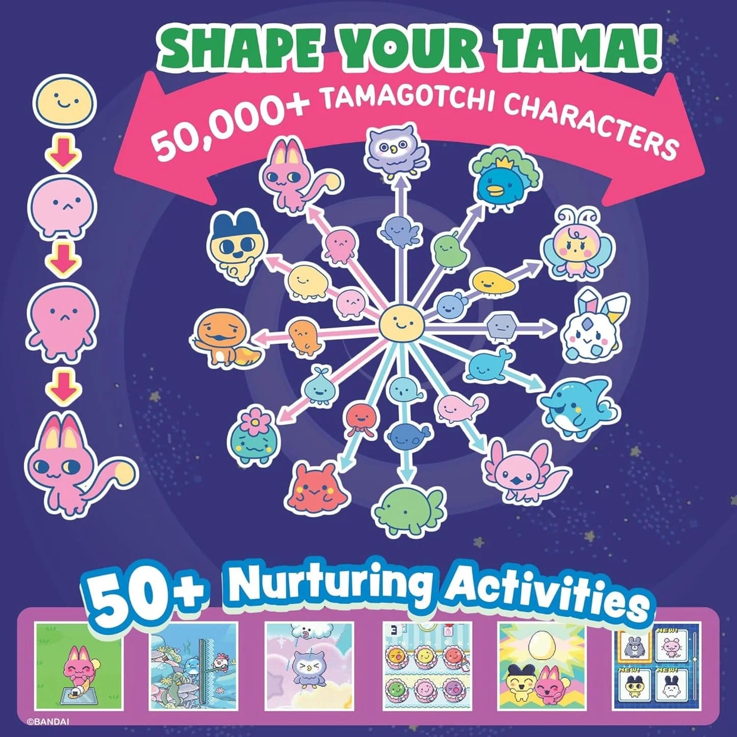 Bandai Tamagotchi Paradise Digital Pet Blue Water Shell | Evolved Electronic Pet Toy With Zooming Worlds | Tamagotchi Paradise Virtual Pets For Kids And Adults Make Fun Gifts For Girls And Boys