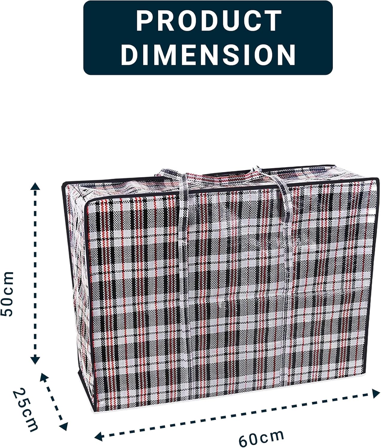 Zuvo Large Laundry Bags with Zip (5-Pack) - Waterproof, Durable, Reusable Storage Solution for Packing, Better than Moving Boxes, 60x50x25 cm