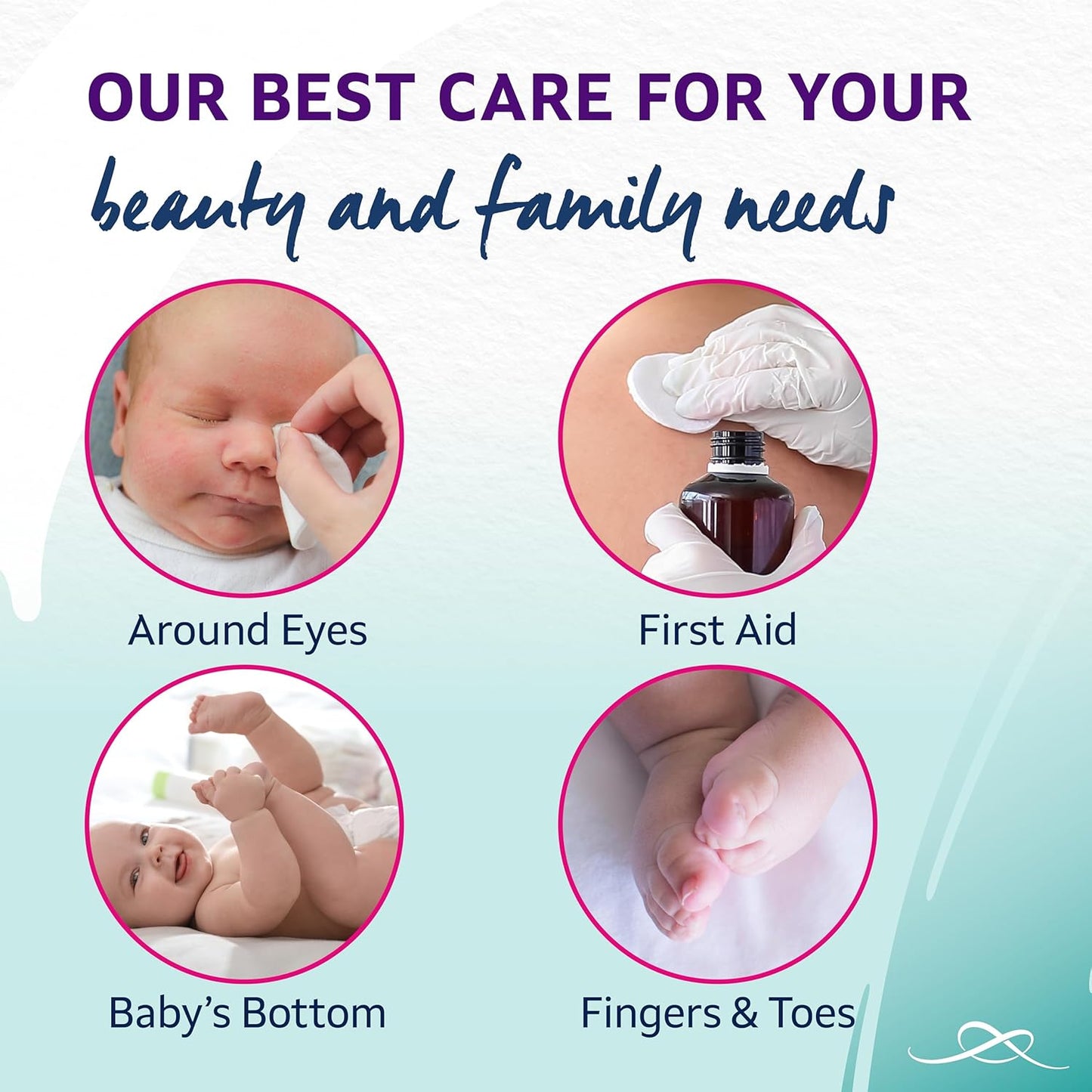 "Lil-Lets Baby Cotton Wool Oval Pads, 50 Pack, 100% Pure Organic Cotton, Dermatologically Tested, Soft and Absorbent for Newborns"