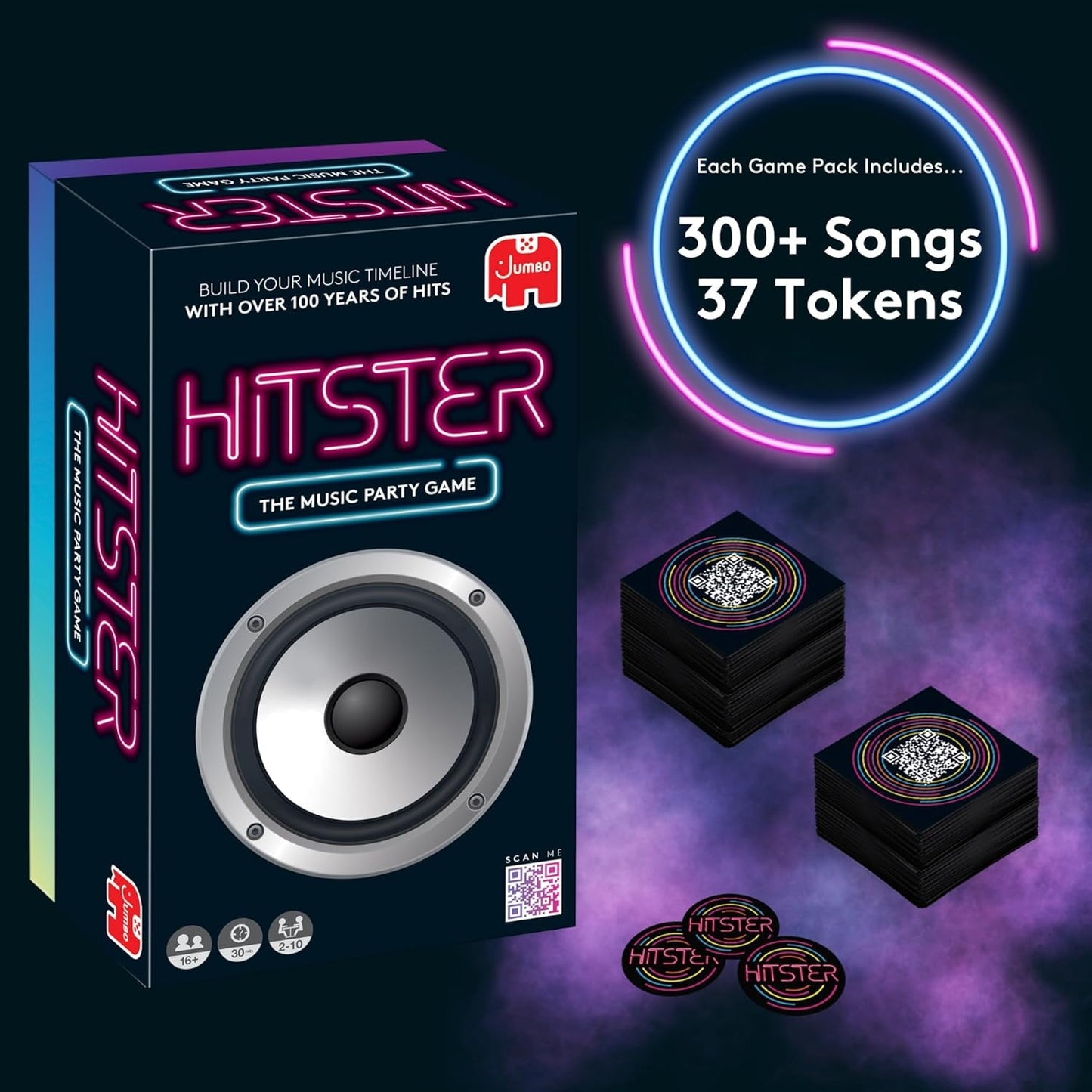 Hitster Music Party Board Game, Card Game for 2-10 Players, 300+ Music Hits, UK Edition, Adult and Family Game for Parties and Game Nights