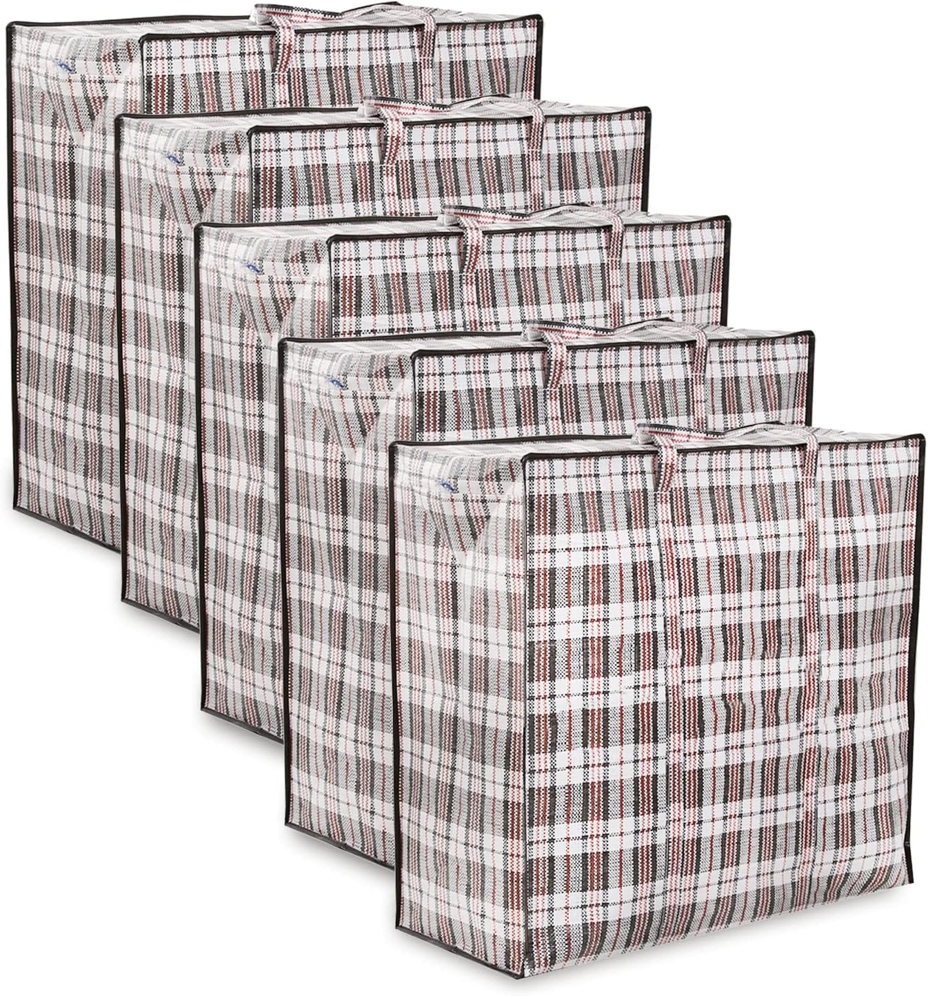 Zuvo Large Laundry Bags with Zip (5-Pack) - Waterproof, Durable, Reusable Storage Solution for Packing, Better than Moving Boxes, 60x50x25 cm