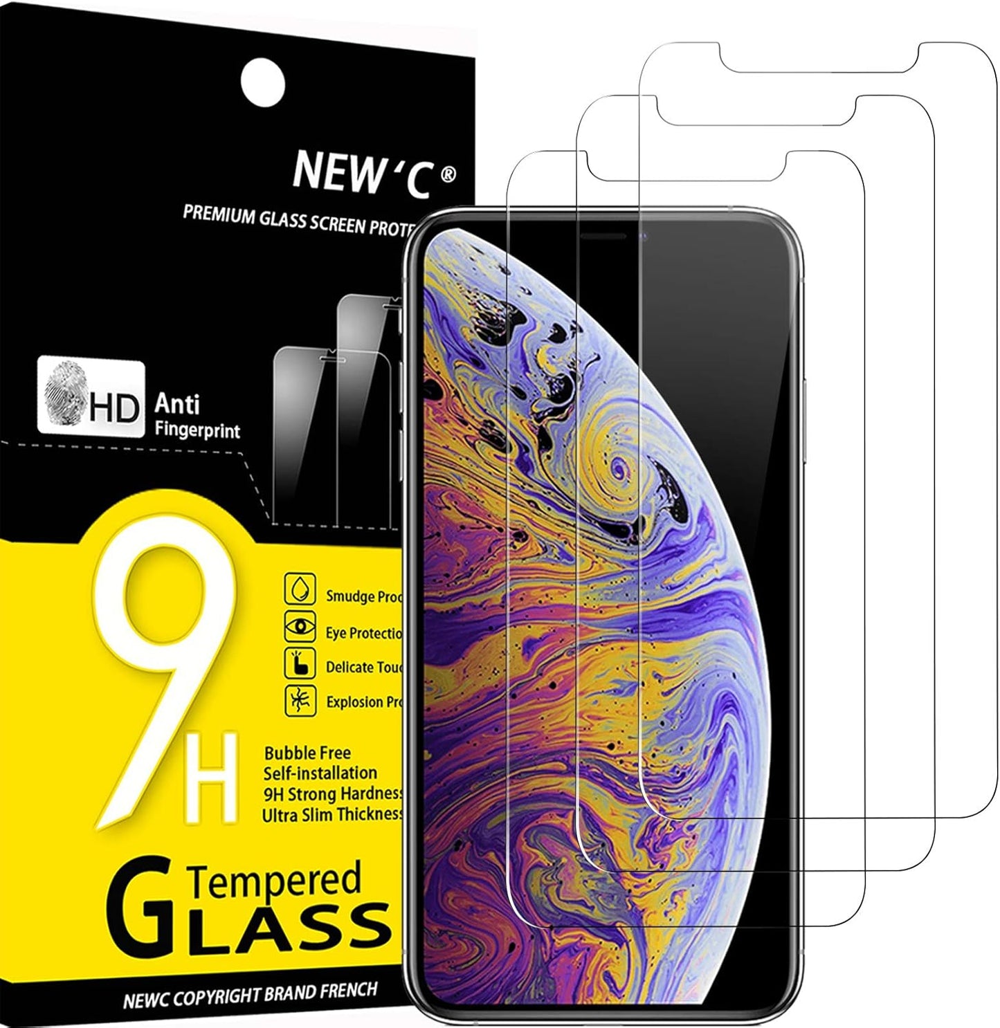 NEW'C 3 Pack Designed for iPhone 17, 17 Pro, iPhone 16 Pro Screen Protector (6.3 inches), Enhanced Tempered Glass Protection with easy installation tool included,Case Friendly Ultra Resistant